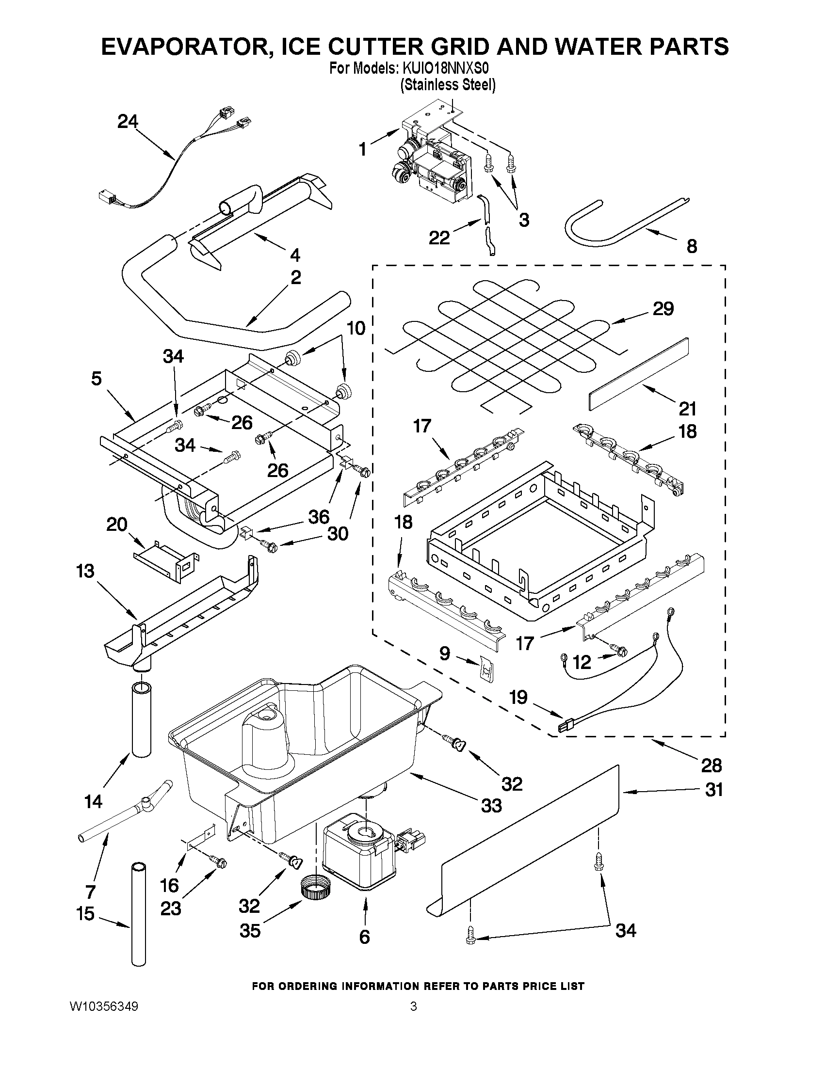 02 - EVAPORATOR, ICE CUTTER GRID AND WATER PARTS
