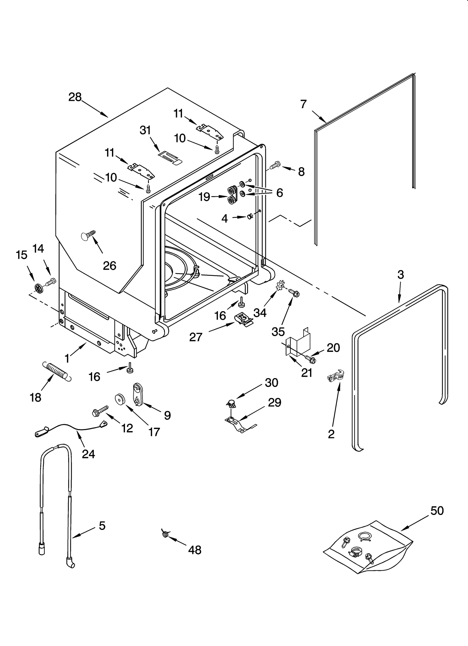TUB AND FRAME PARTS