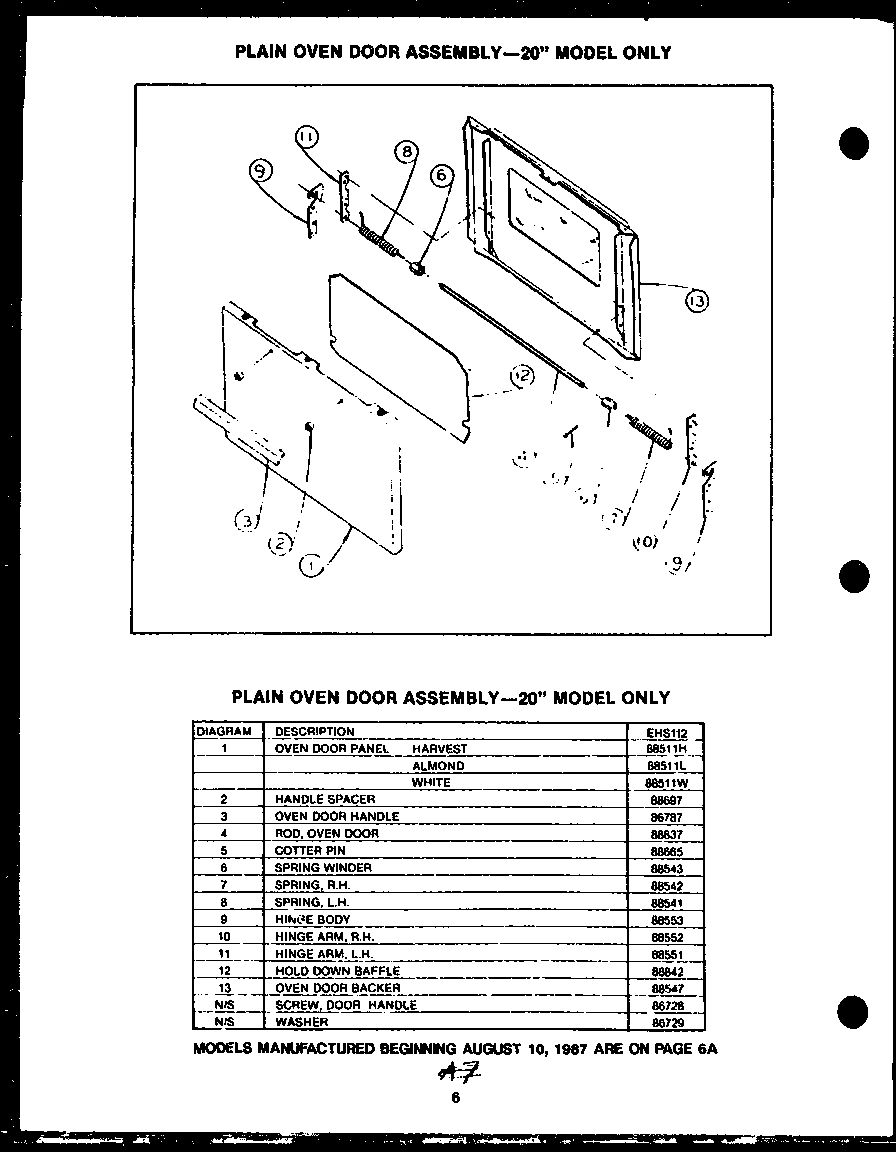 07 - PLAIN OVEN DOOR ASSY-20`` MODEL ONLY