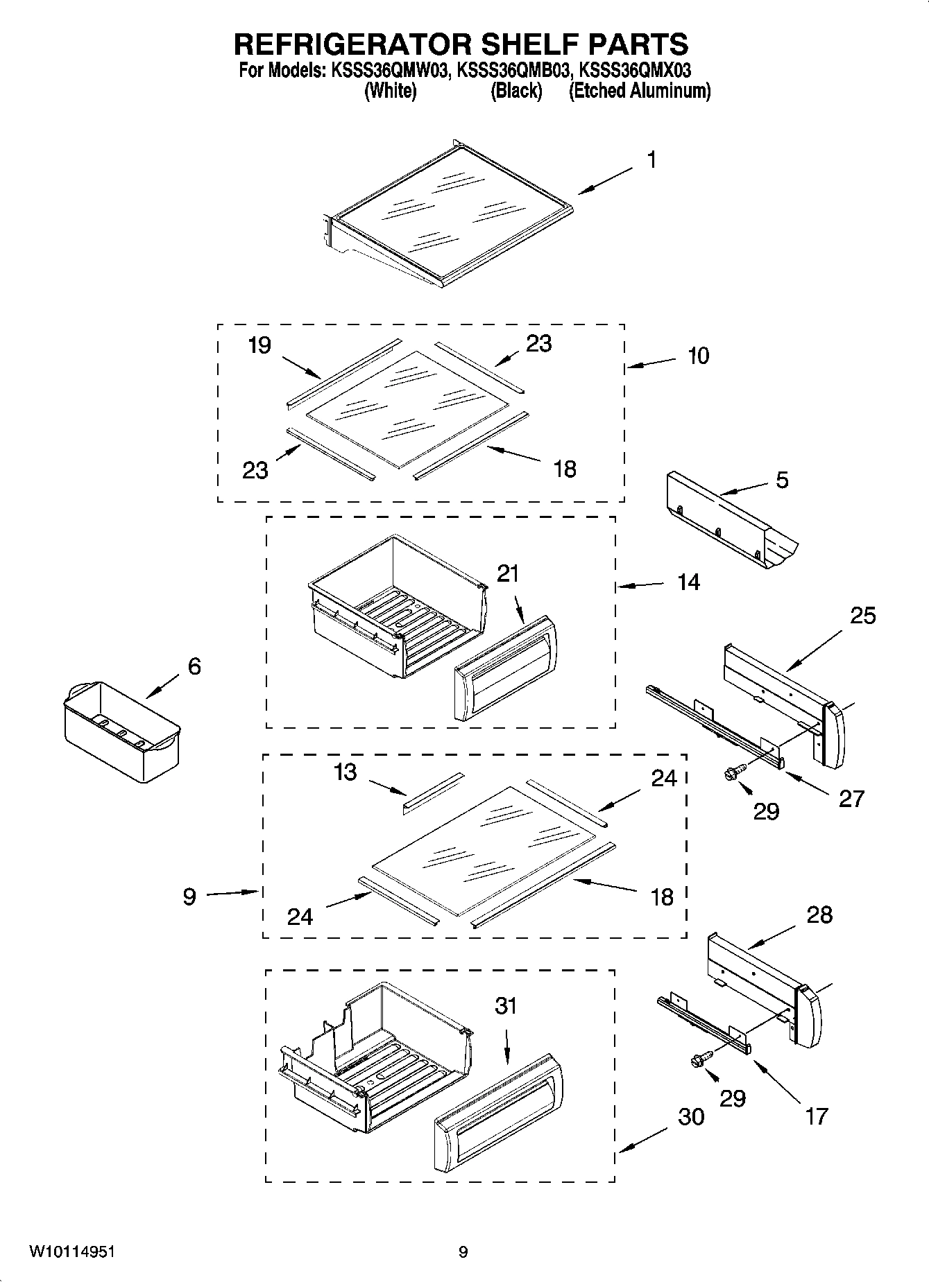 07 - REFRIGERATOR SHELF PARTS