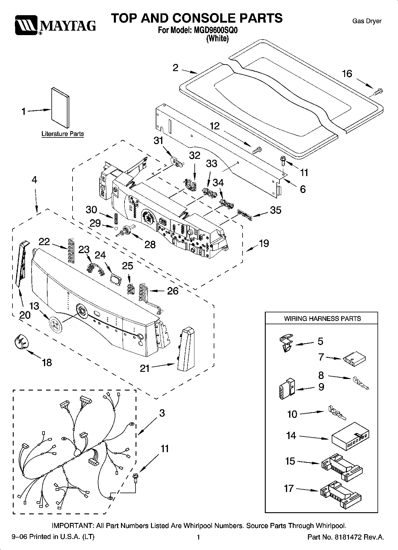 01 - TOP AND CONSOLE PARTS