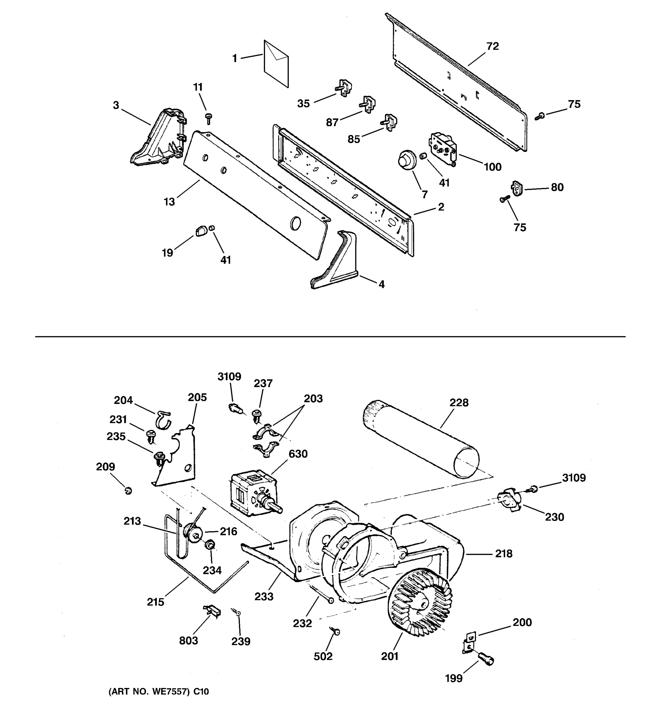 BACKSPLASH, BLOWER & MOTOR ASSEMBLY