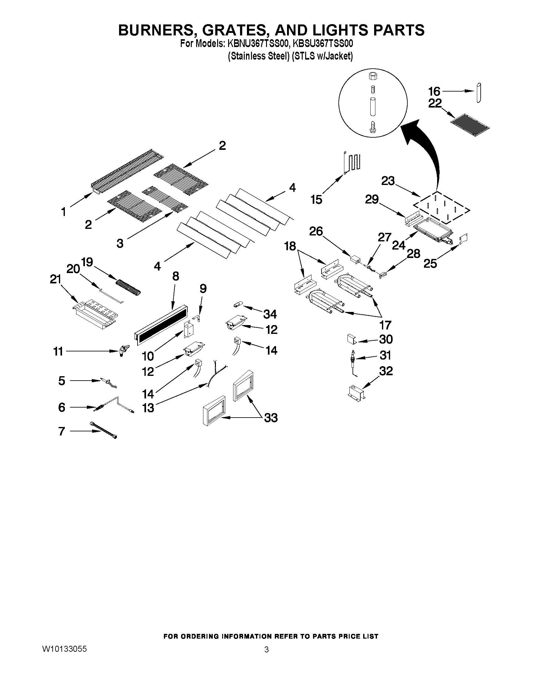02 - BURNERS, GRATES, AND LIGHTS PARTS