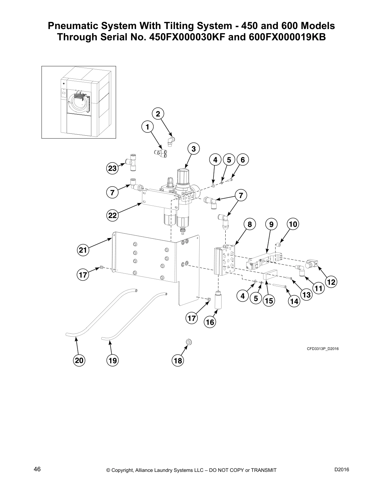 Pneumatic System With Tilting System - 450 and 600 Models
Through Serial No. 450FX000030KF and 600FX000019KB