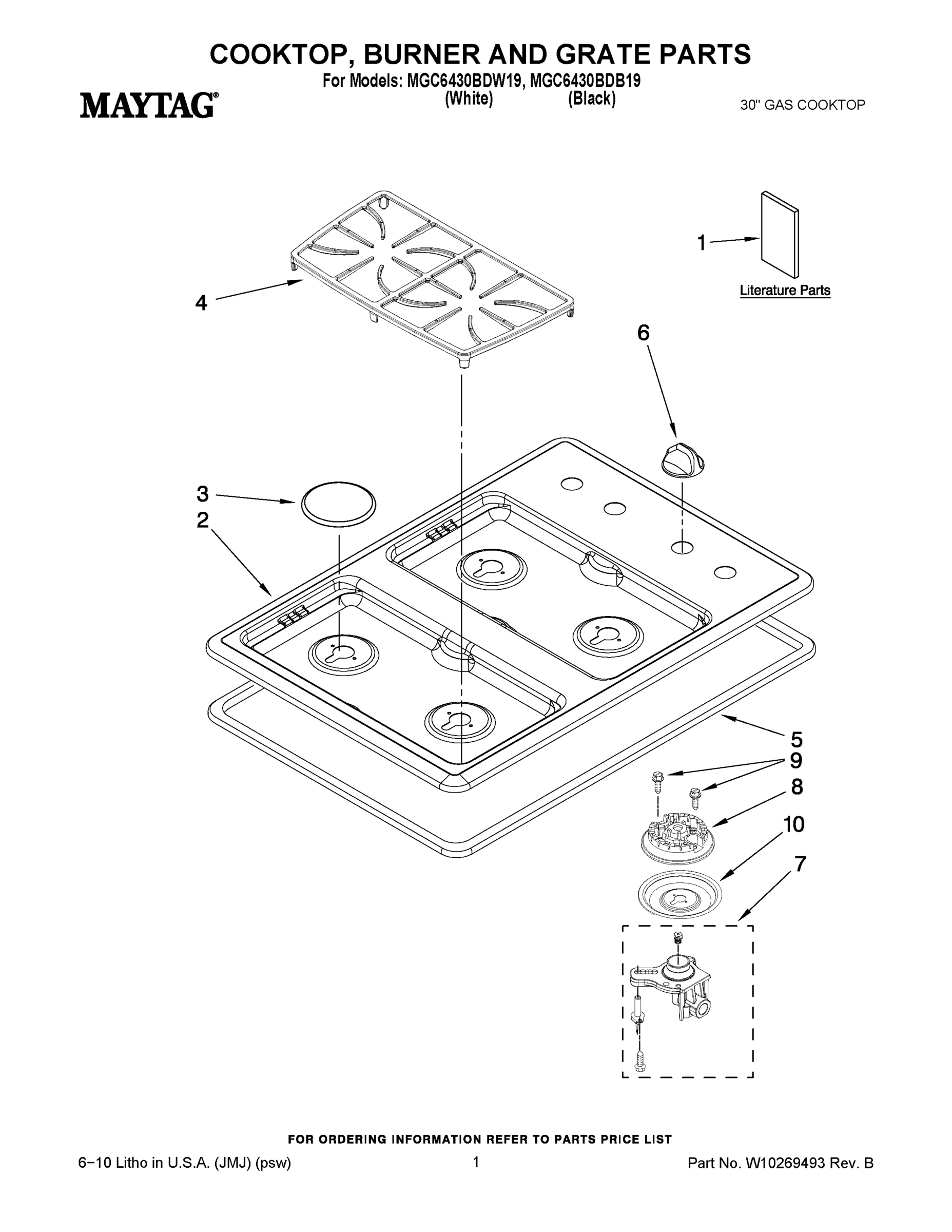 01 - COOKTOP, BURNER AND GRATE PARTS