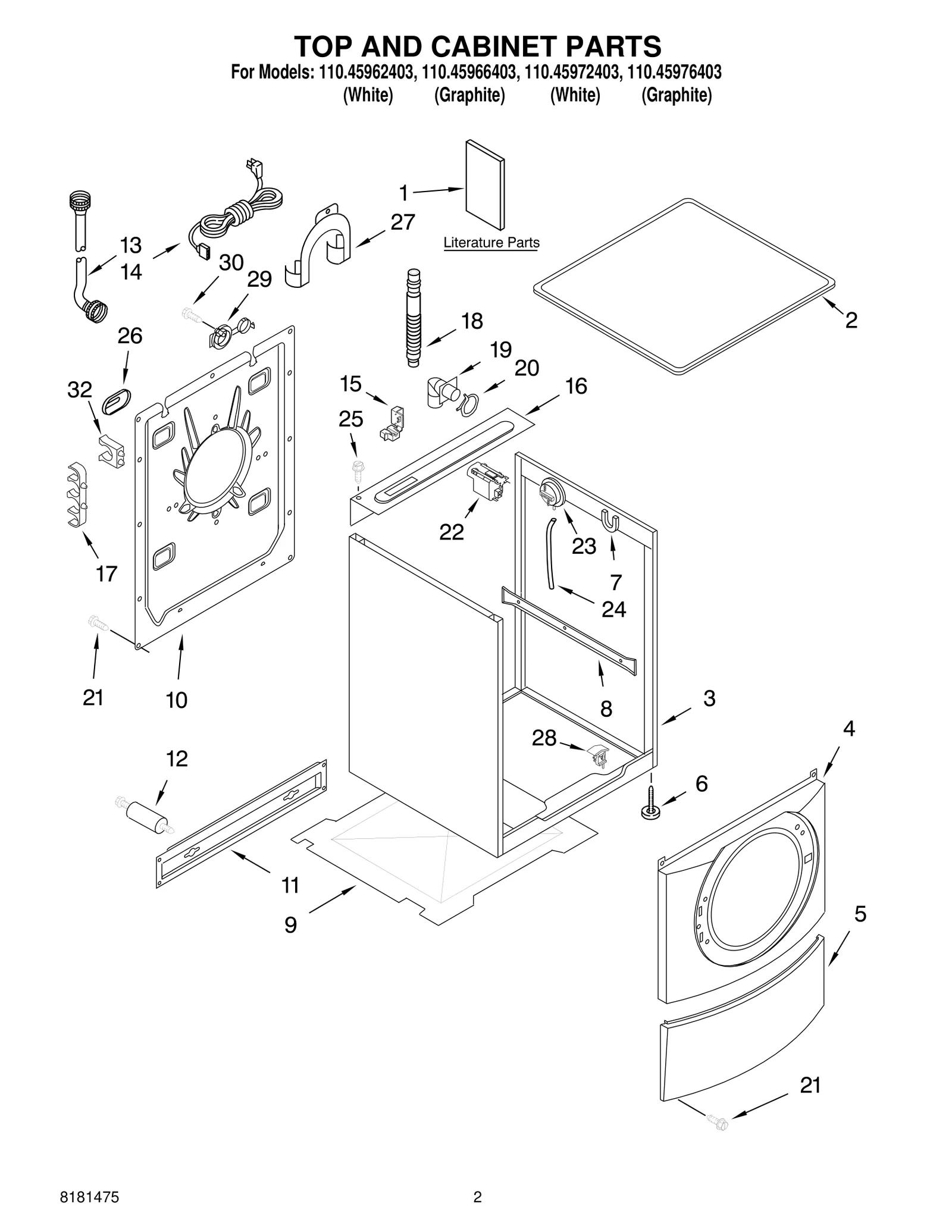 TOP AND CABINET PARTS