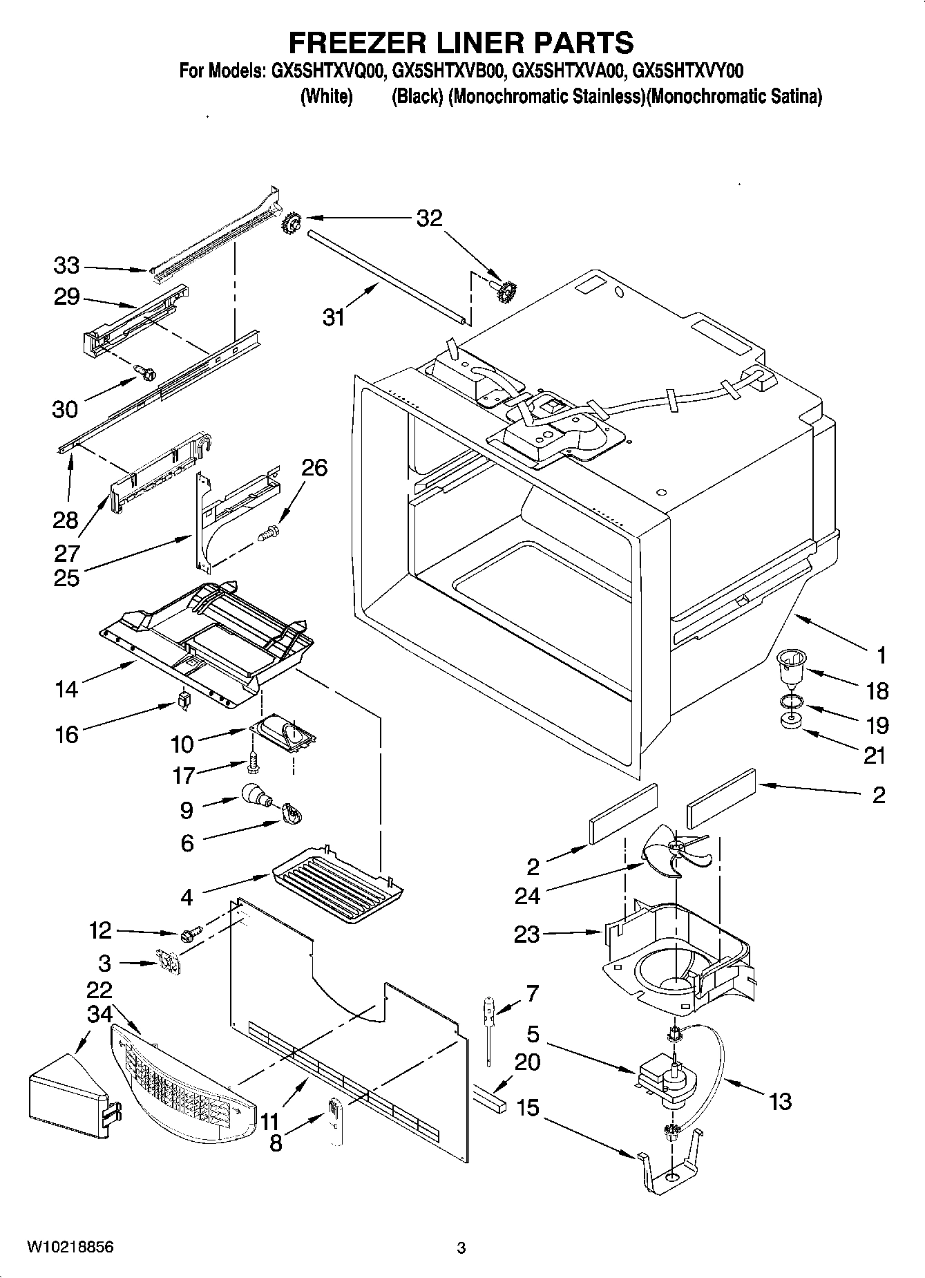 02 - FREEZER LINER PARTS