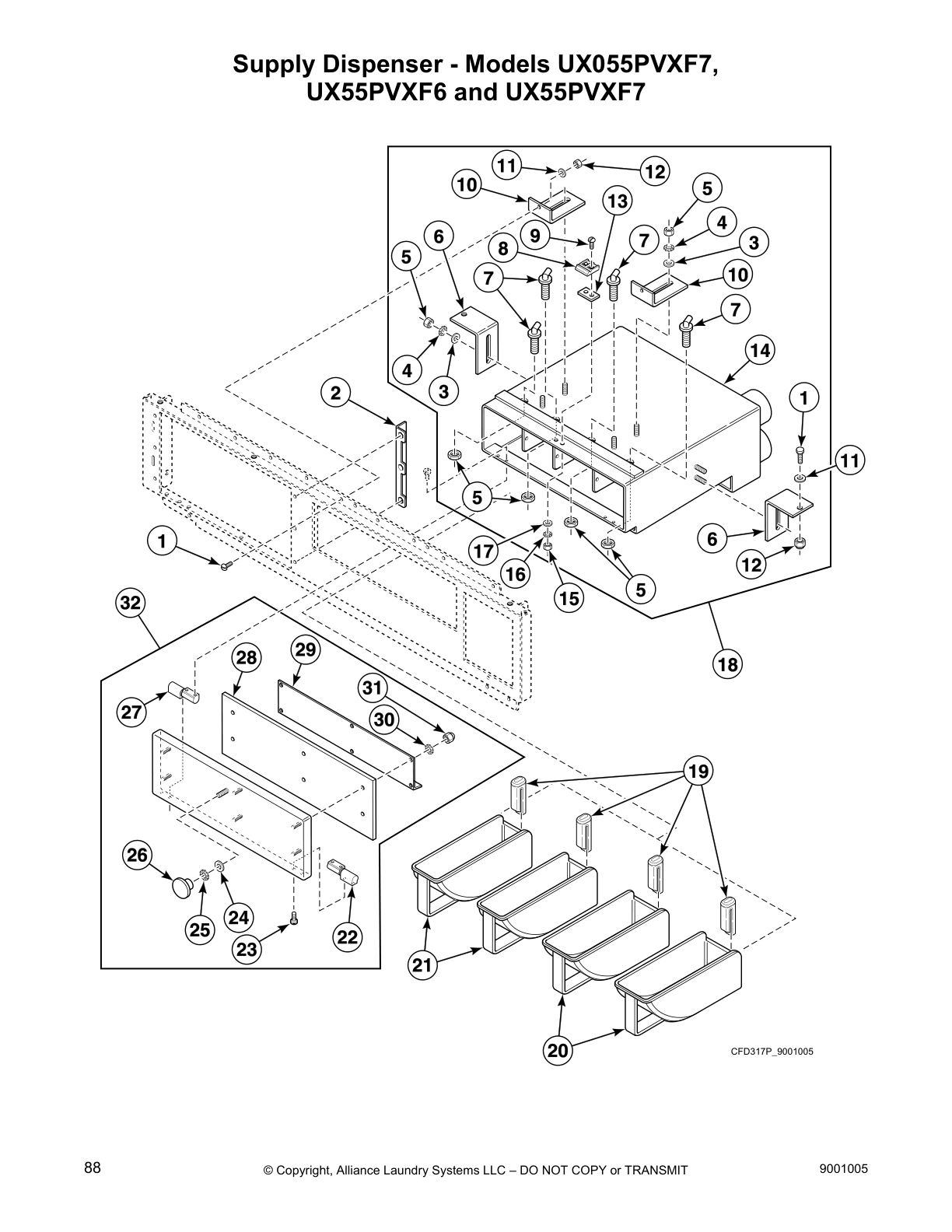 Supply Dispenser - Models UX055PVXF7, 
UX55PVXF6 and UX55PVXF7