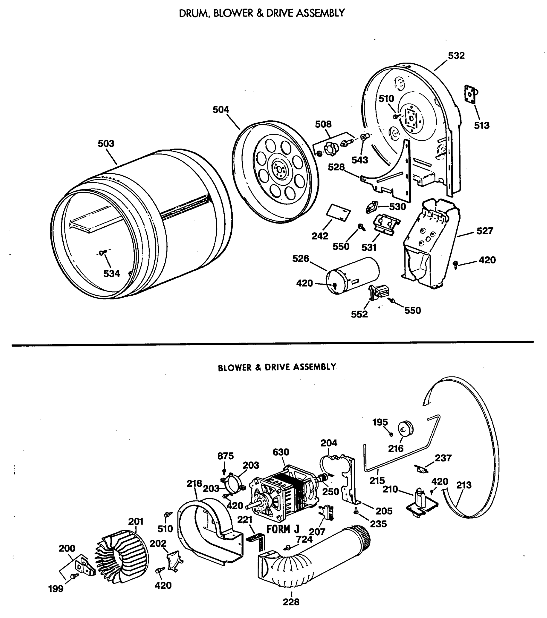 DRUM, BLOWER & DRIVE ASSEMBLY
