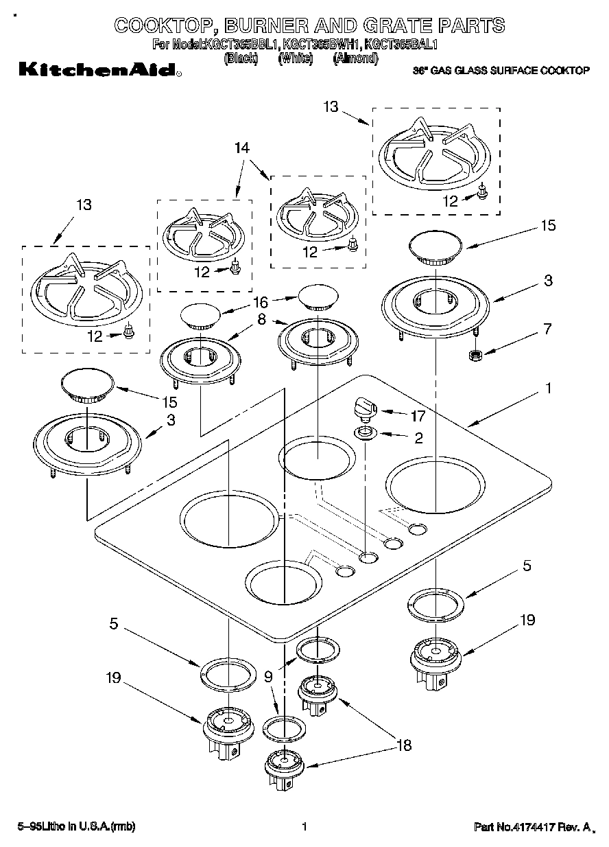 01 - COOKTOP, BURNER AND GRATE