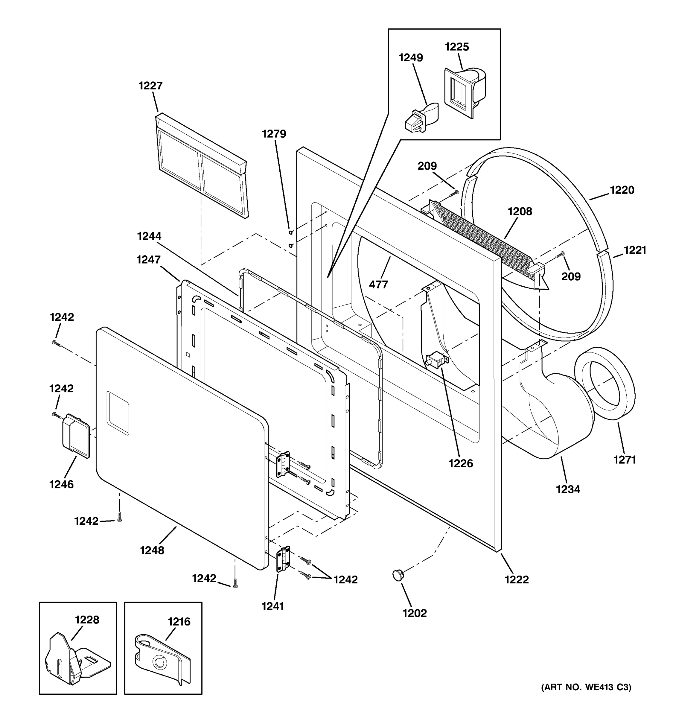 FRONT PANEL & LINT FILTER