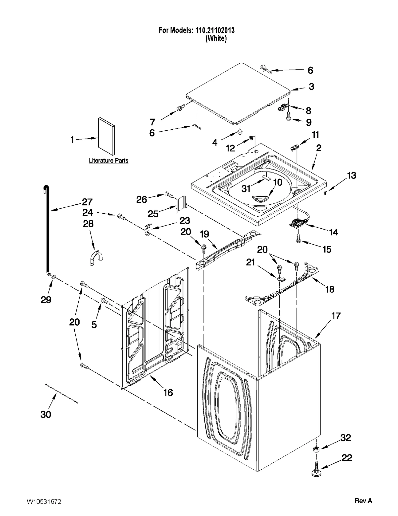 TOP AND CABINET PARTS