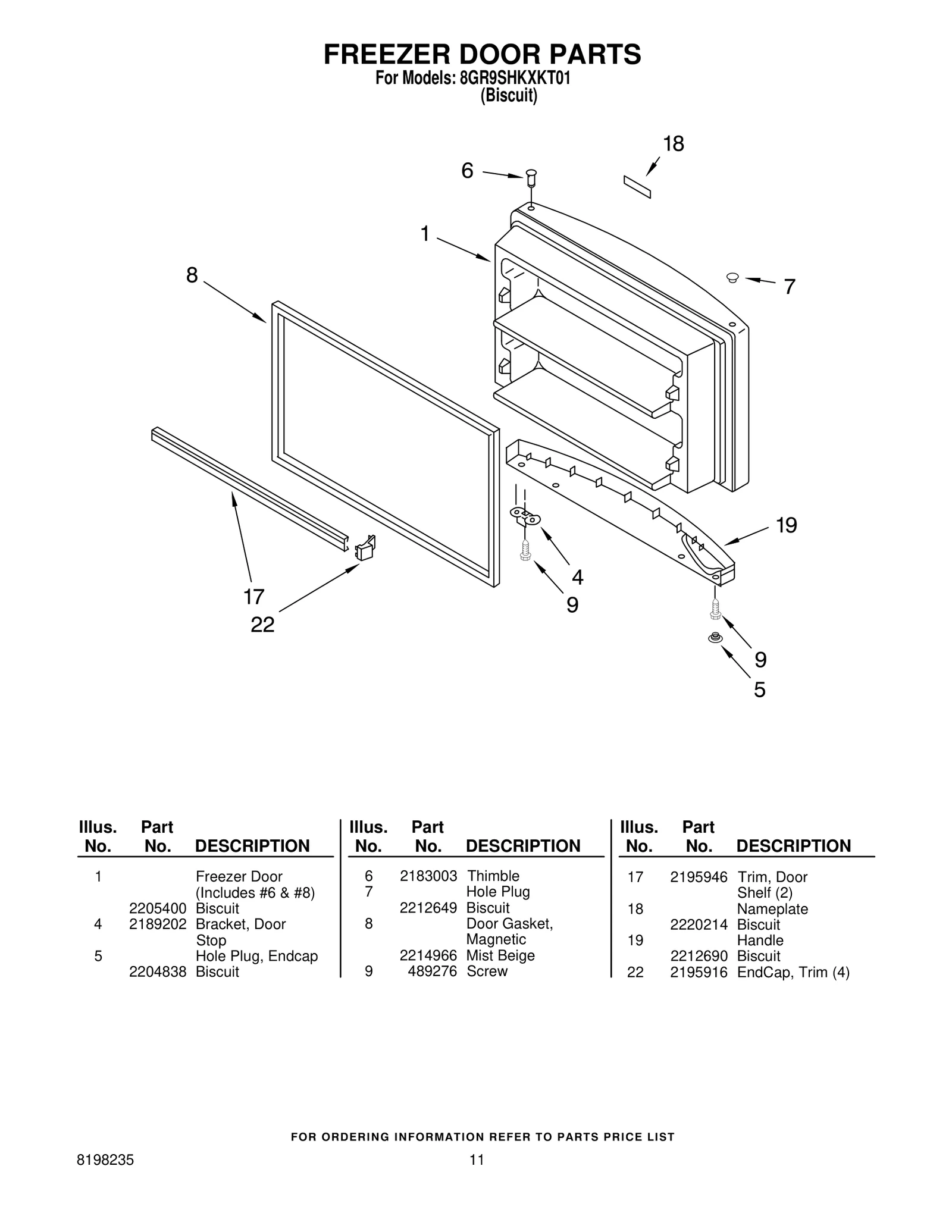FREEZER DOOR PARTS