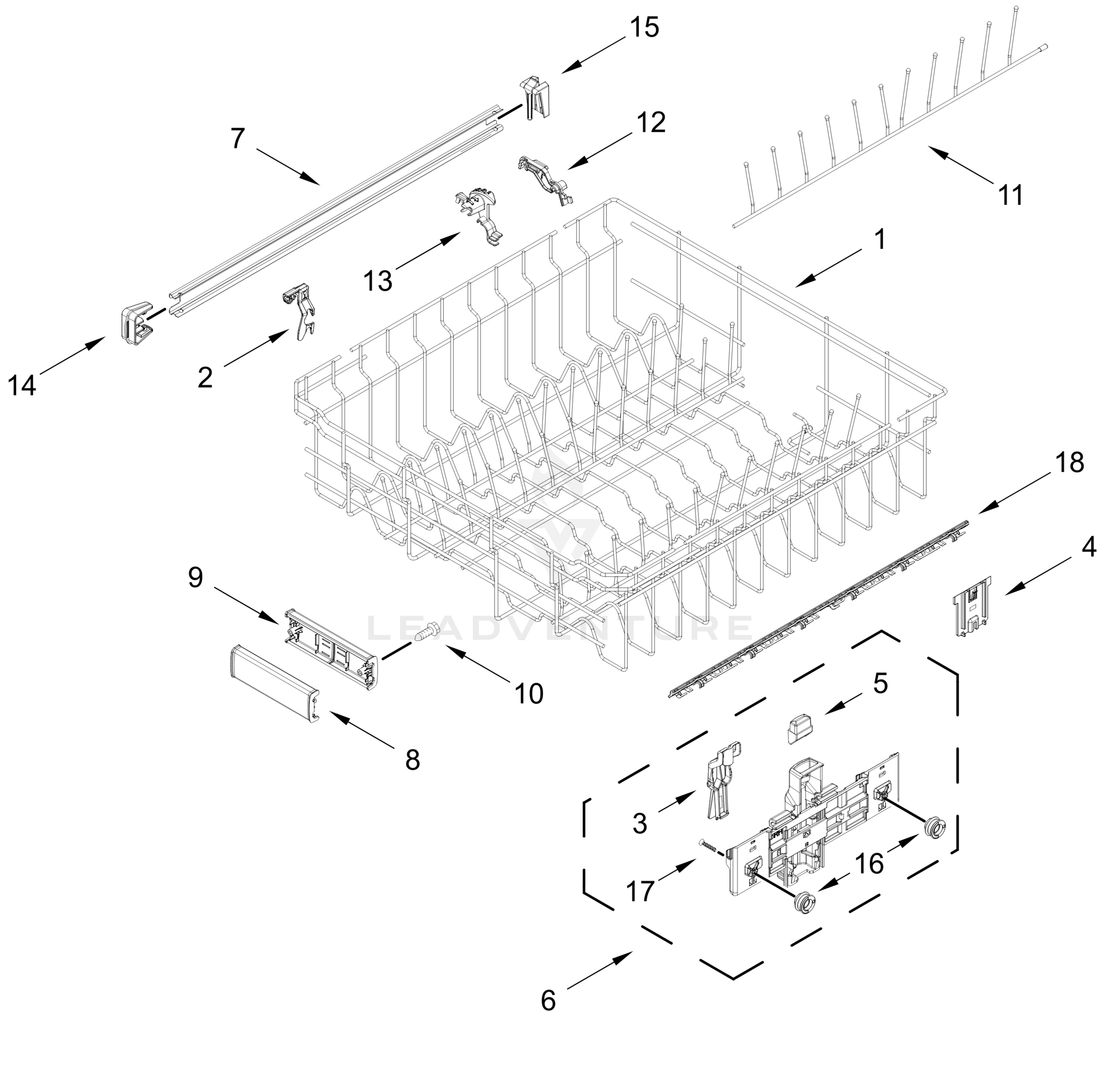 UPPER RACK AND TRACK PARTS