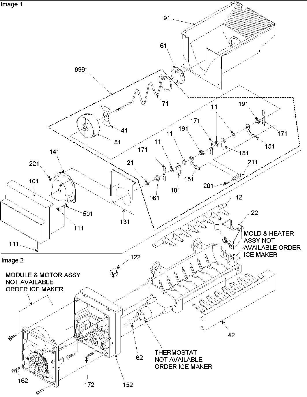 07 - Ice Bucket Auger & Ice Maker Parts