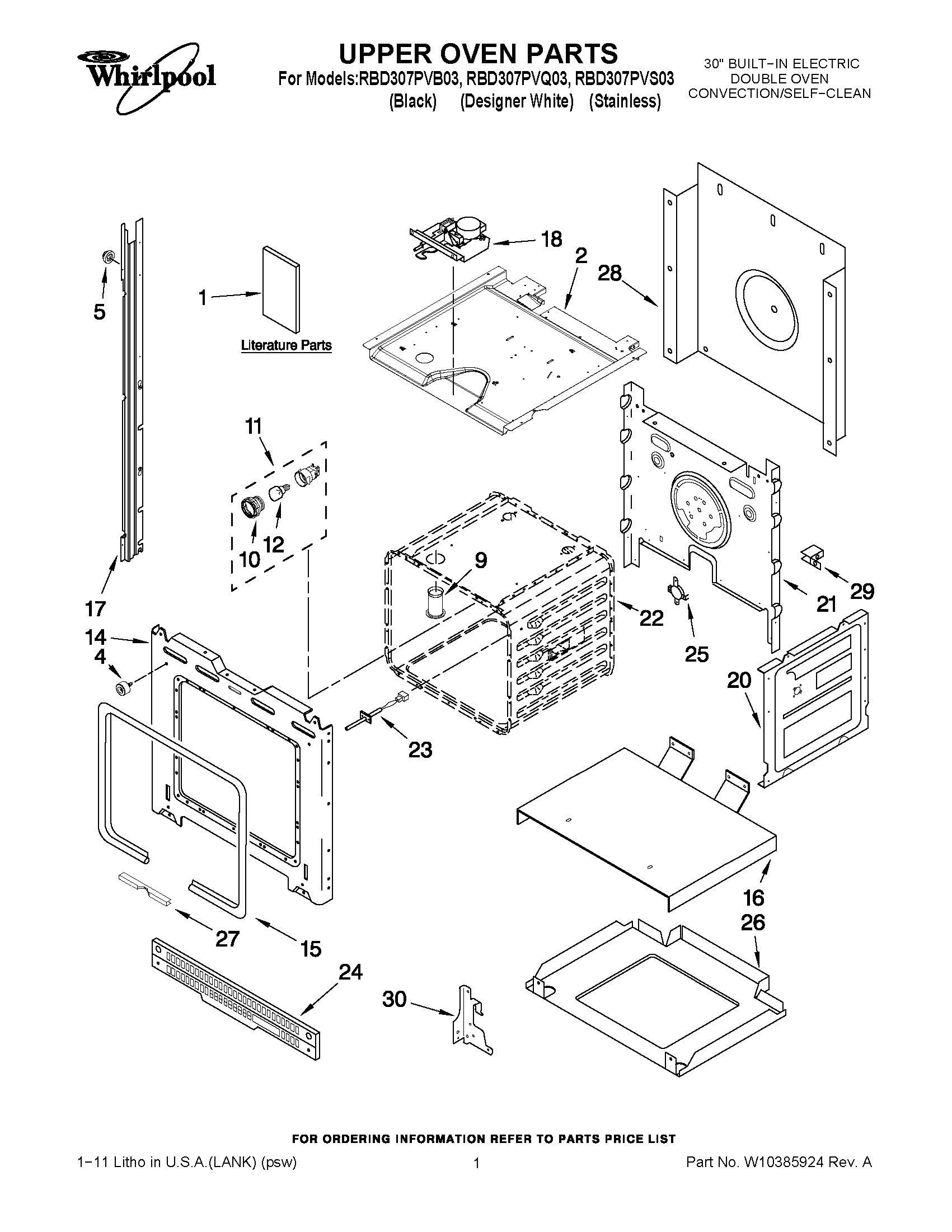 01 - UPPER OVEN PARTS