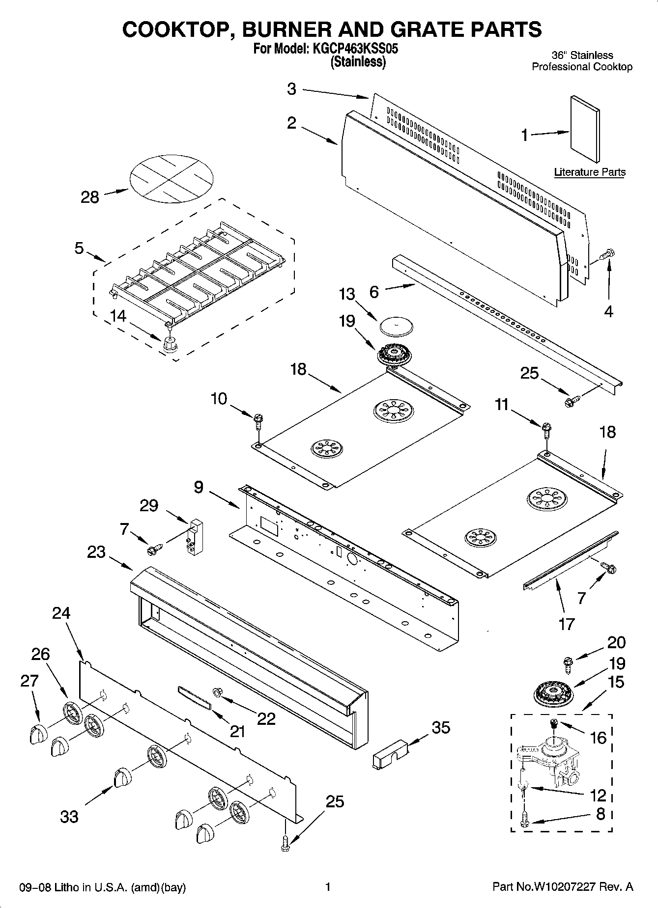 01 - COOKTOP, BURNER AND GRATE PARTS