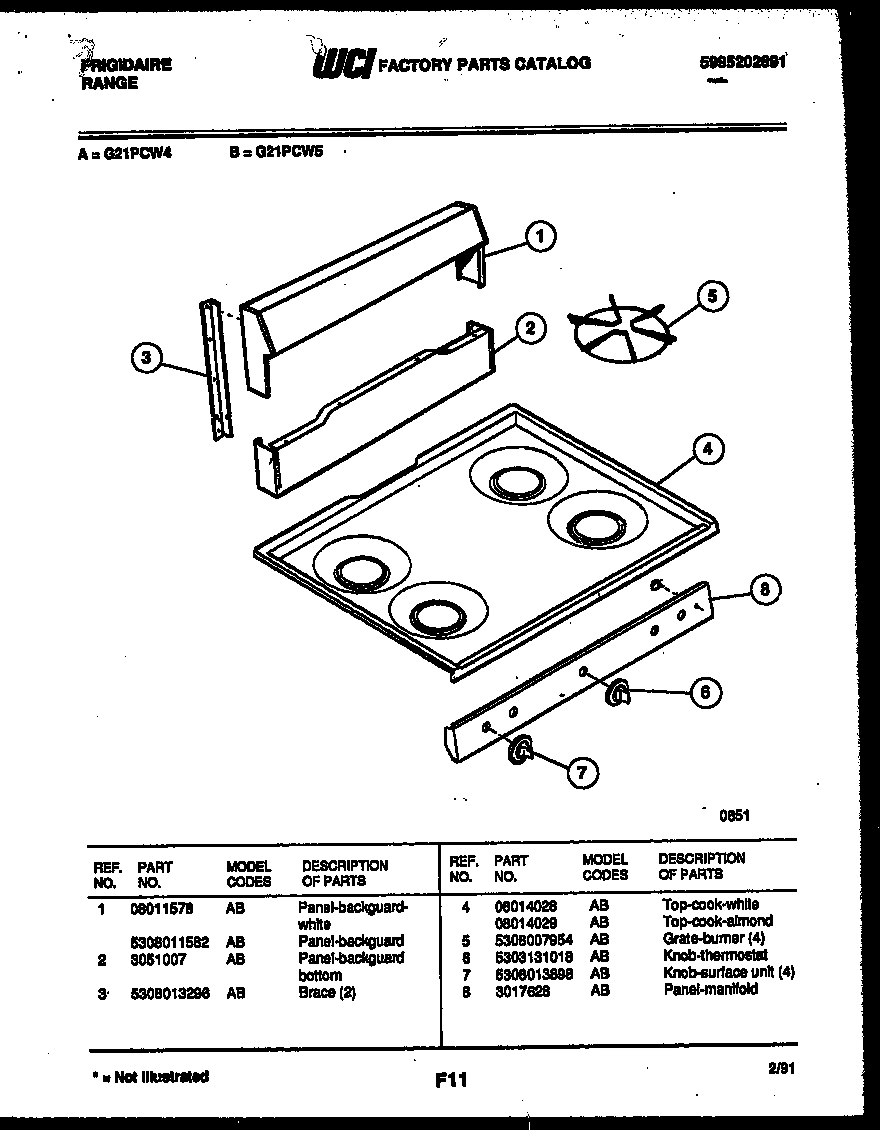 02 - BACKGUARD AND COOKTOP PARTS