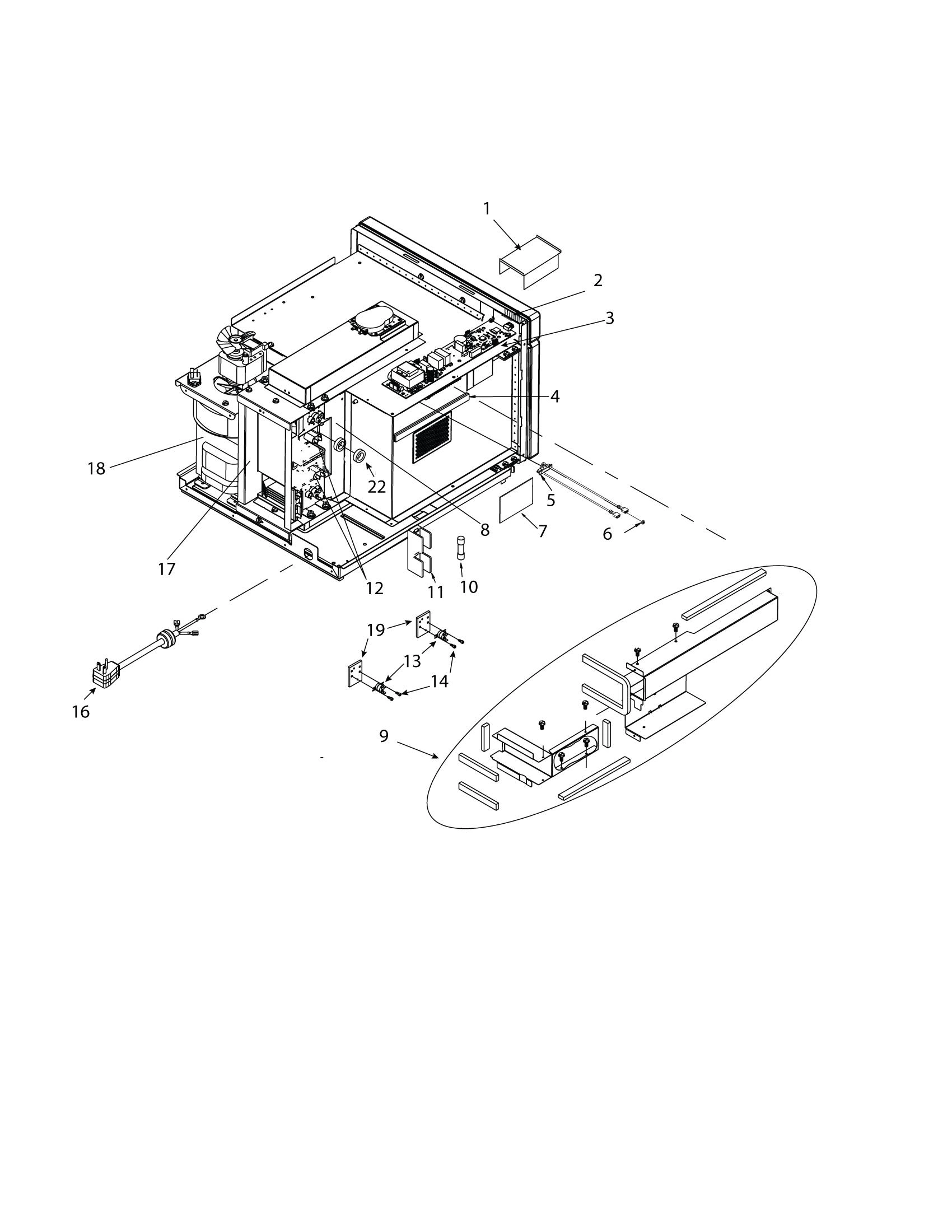 CONTROL BOARD, MAGNETRON, FUSE, DUCTS