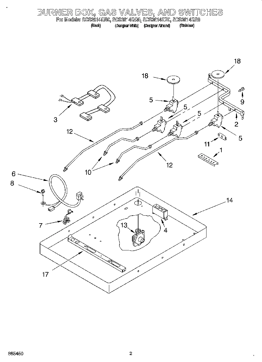 02 - BURNER BOX, GAS VALVES, AND SWITCHES
