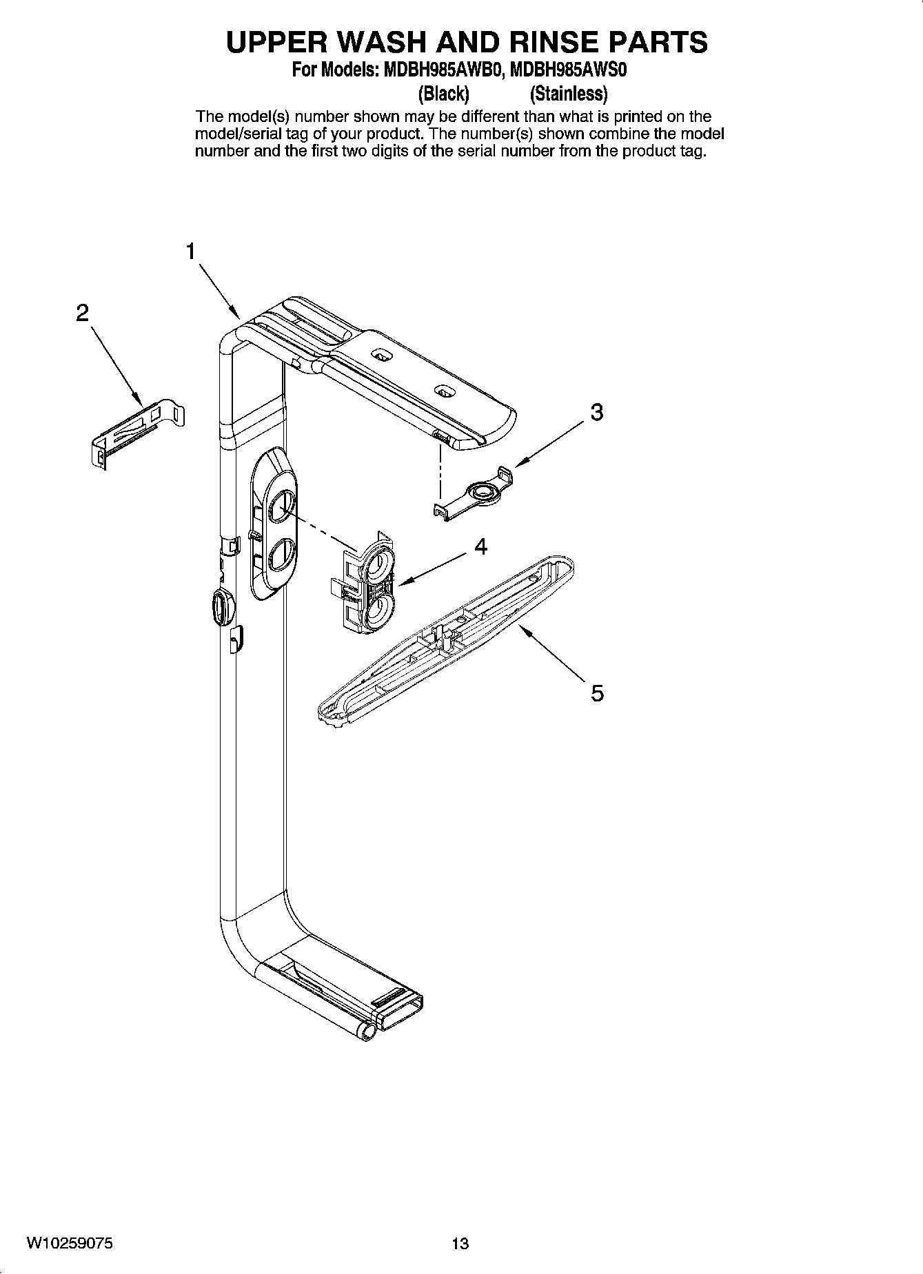 10 - UPPER WASH AND RINSE PARTS