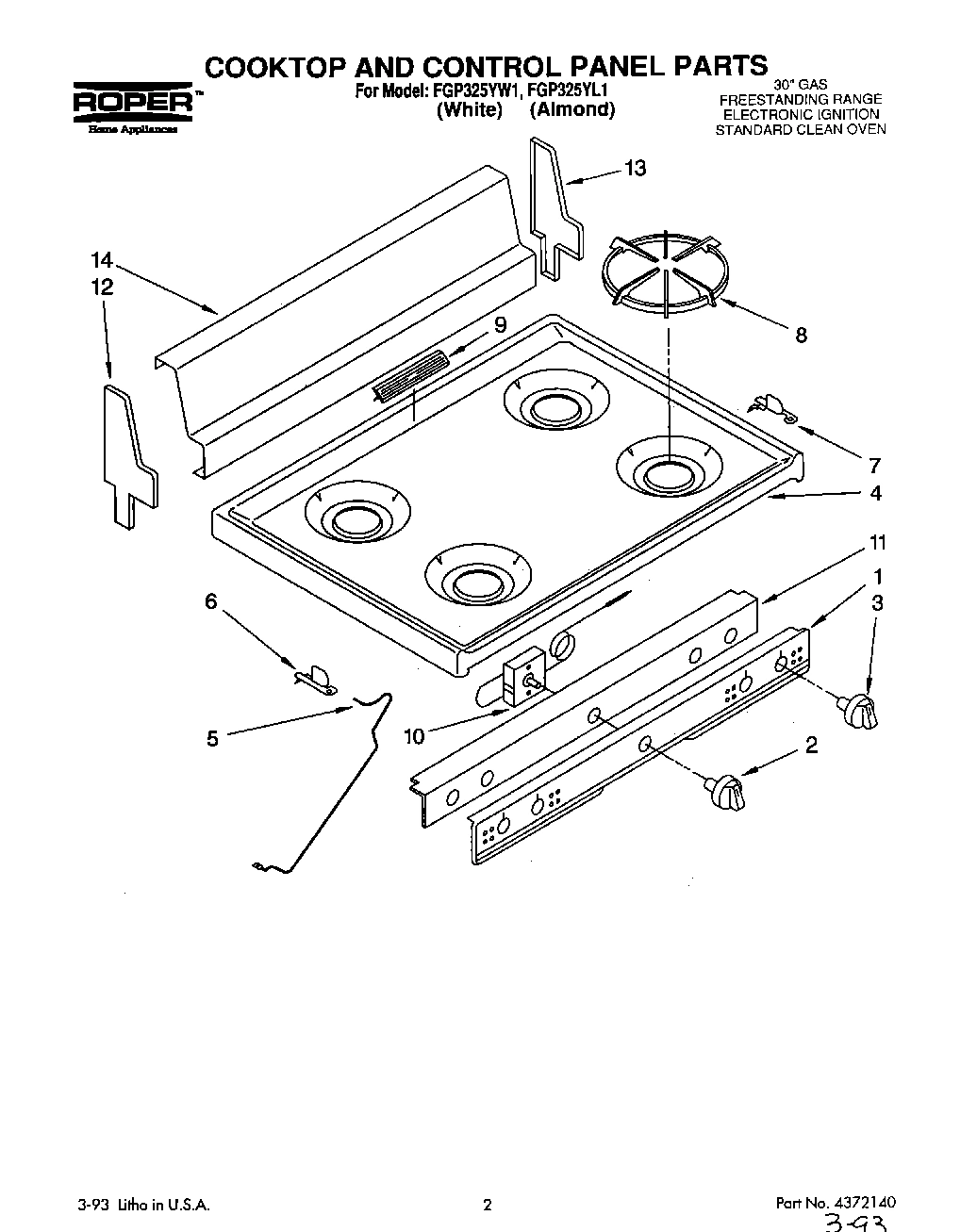 01 - COOKTOP AND CONTROL PANEL, LIT/OPTIONAL