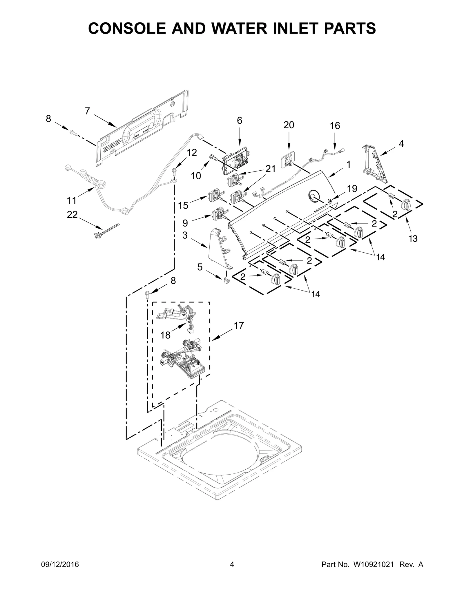CONSOLE AND WATER INLET PARTS