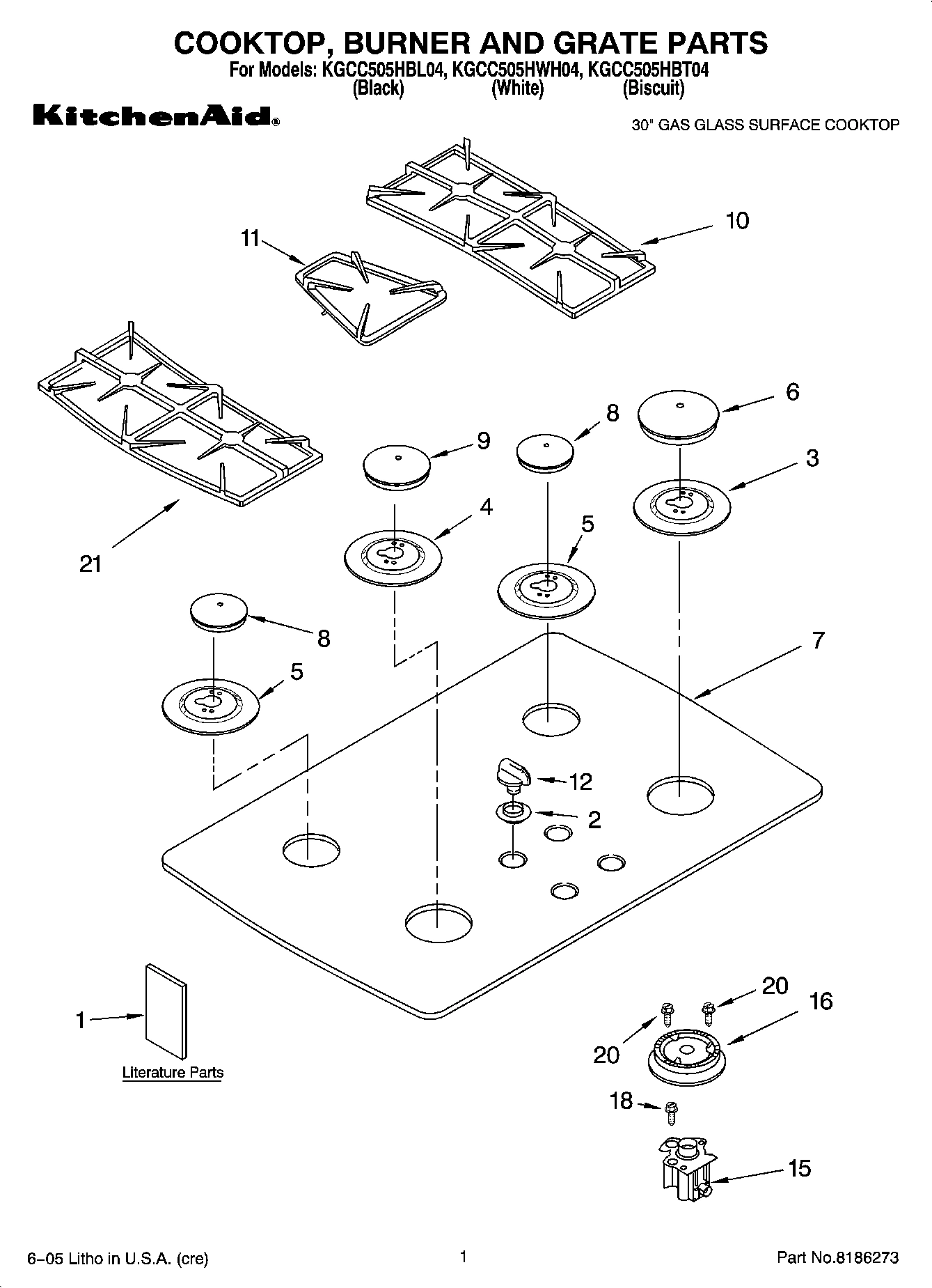 01 - COOKTOP, BURNER AND GRATE PARTS