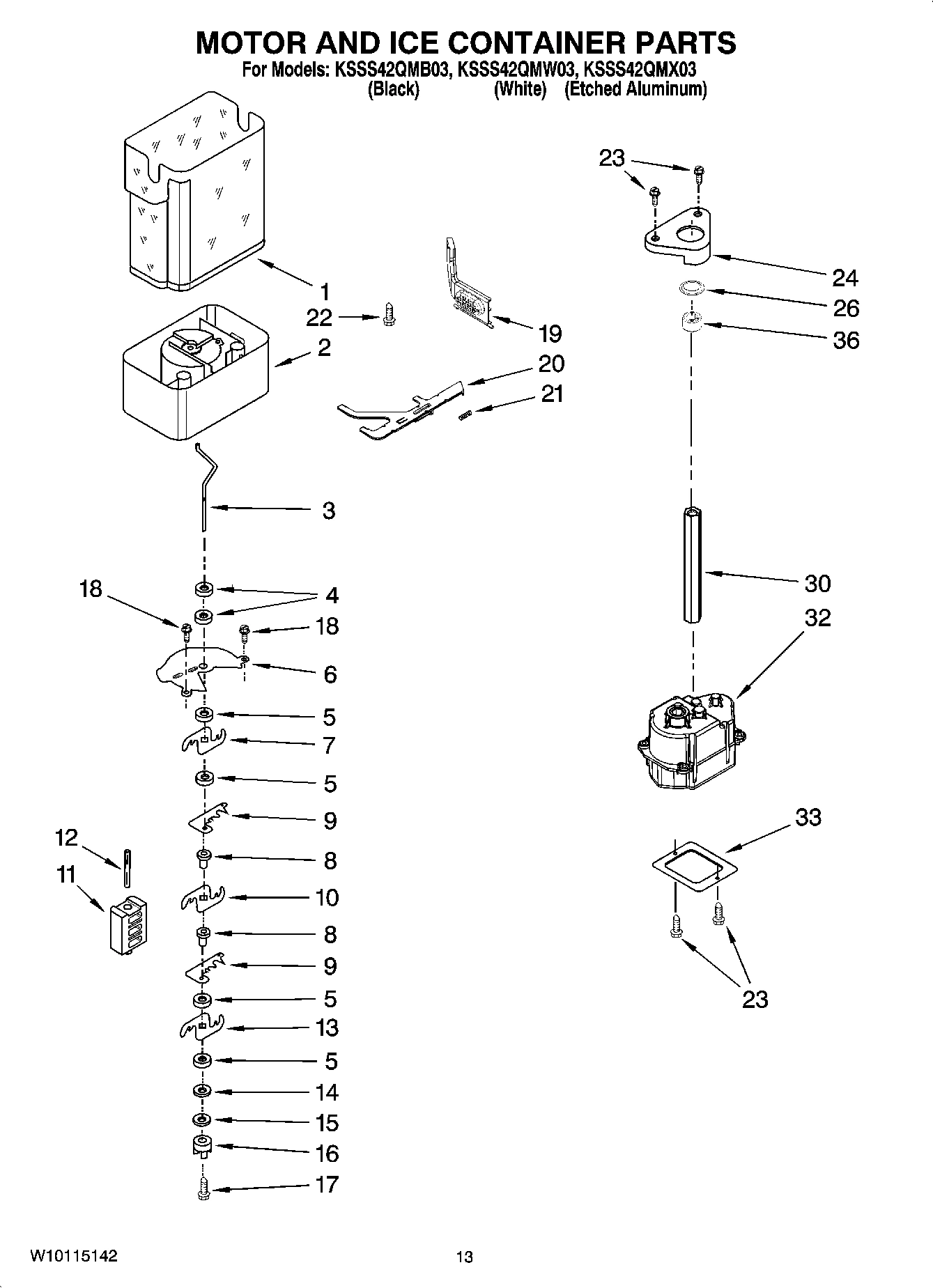 09 - MOTOR AND ICE CONTAINER PARTS