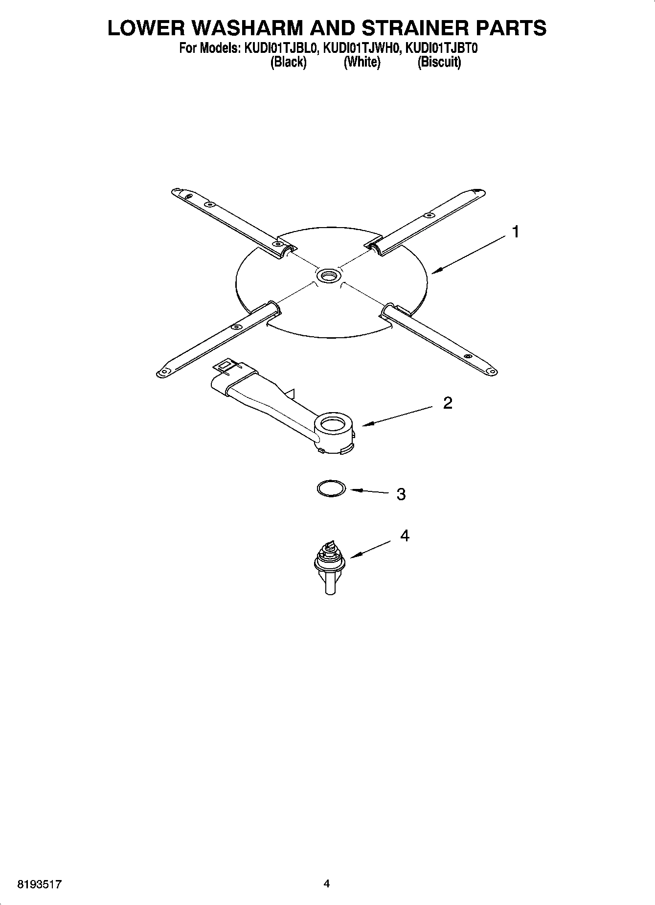 04 - LOWER WASHARM AND STRAINER PARTS