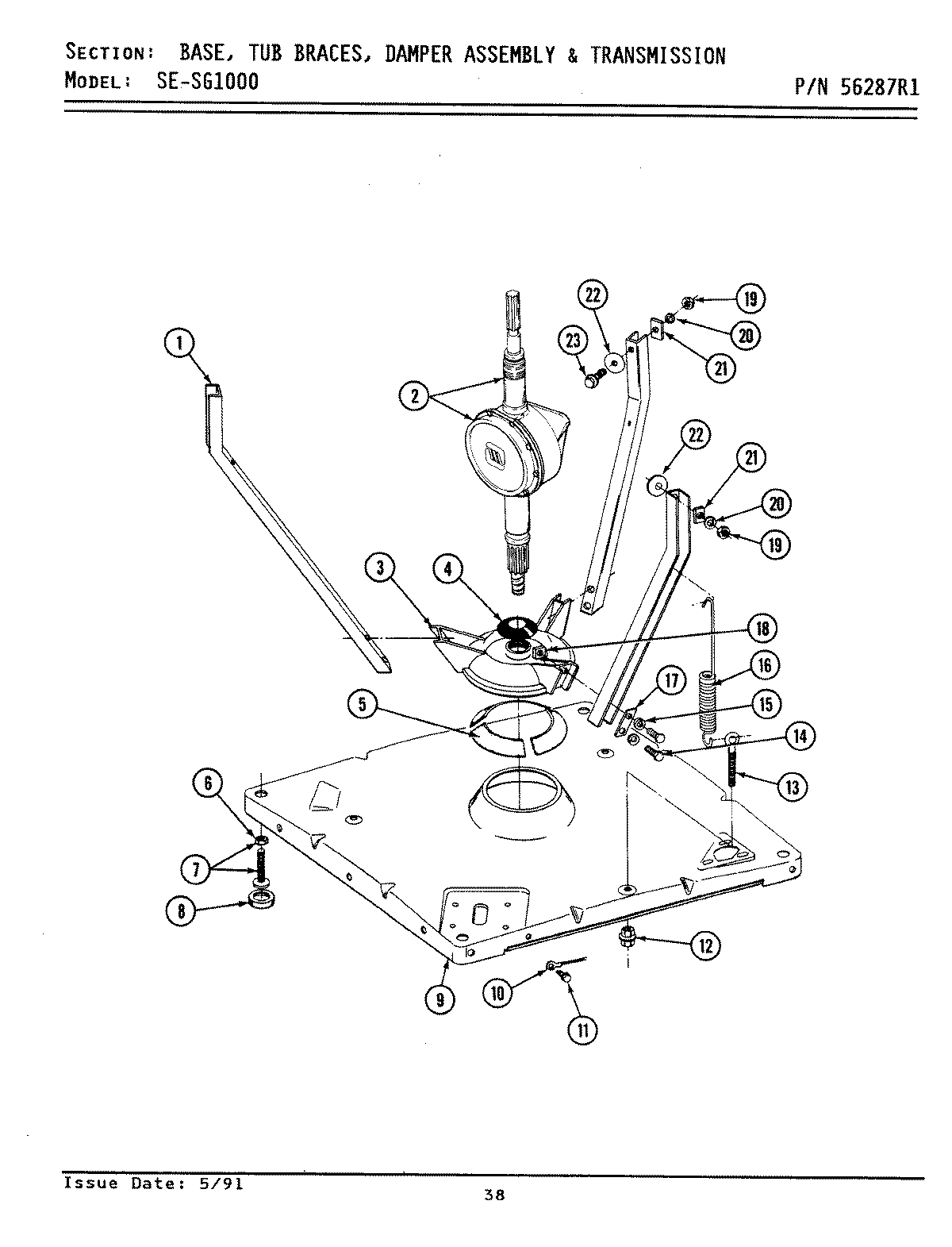 01 - BASE, TUB BRACES, DAMPER ASSY. & TRANS.