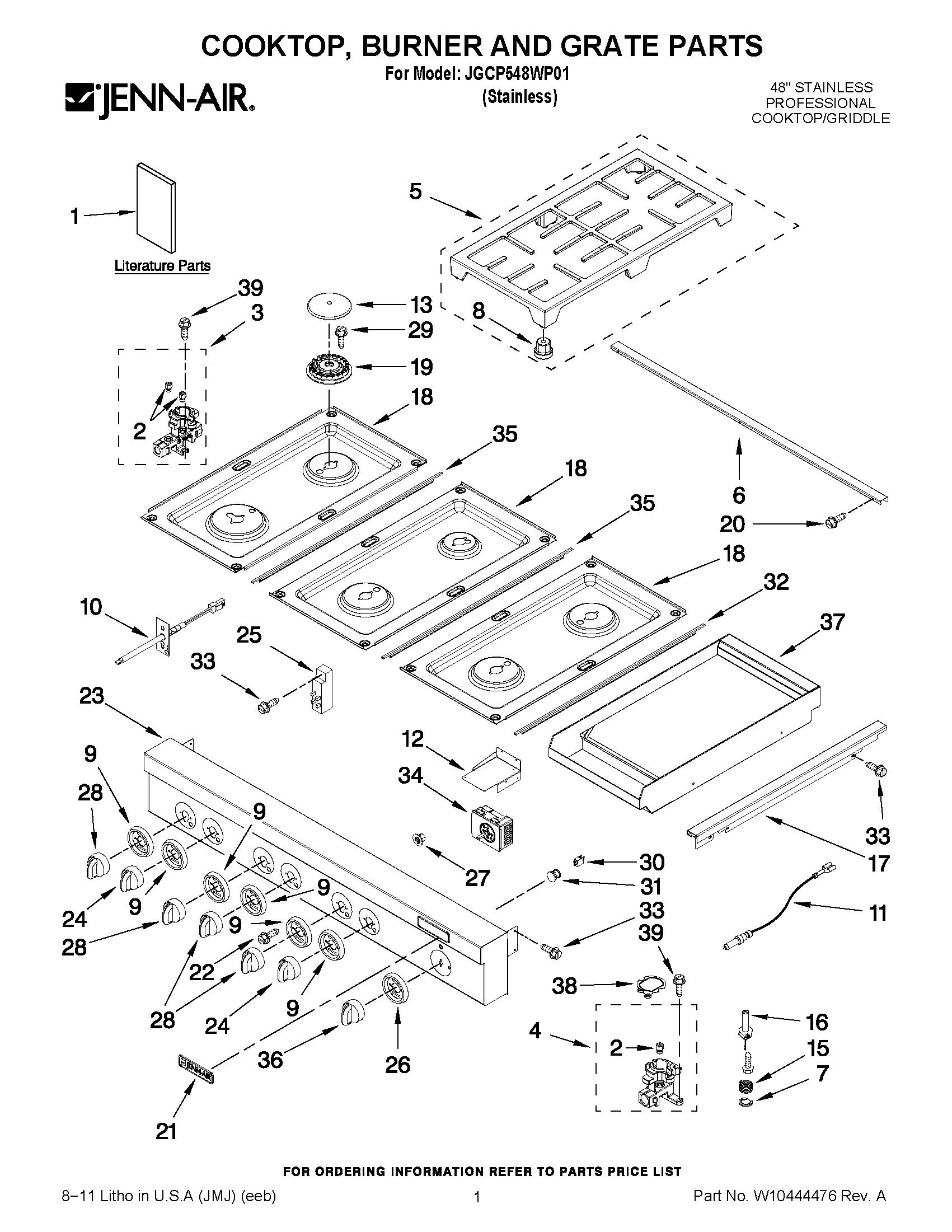 01 - COOKTOP, BURNER AND GRATE PARTS