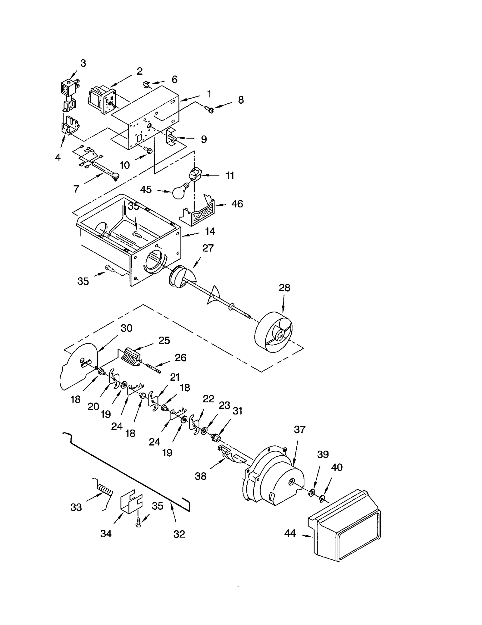 MOTOR AND ICE CONTAINER