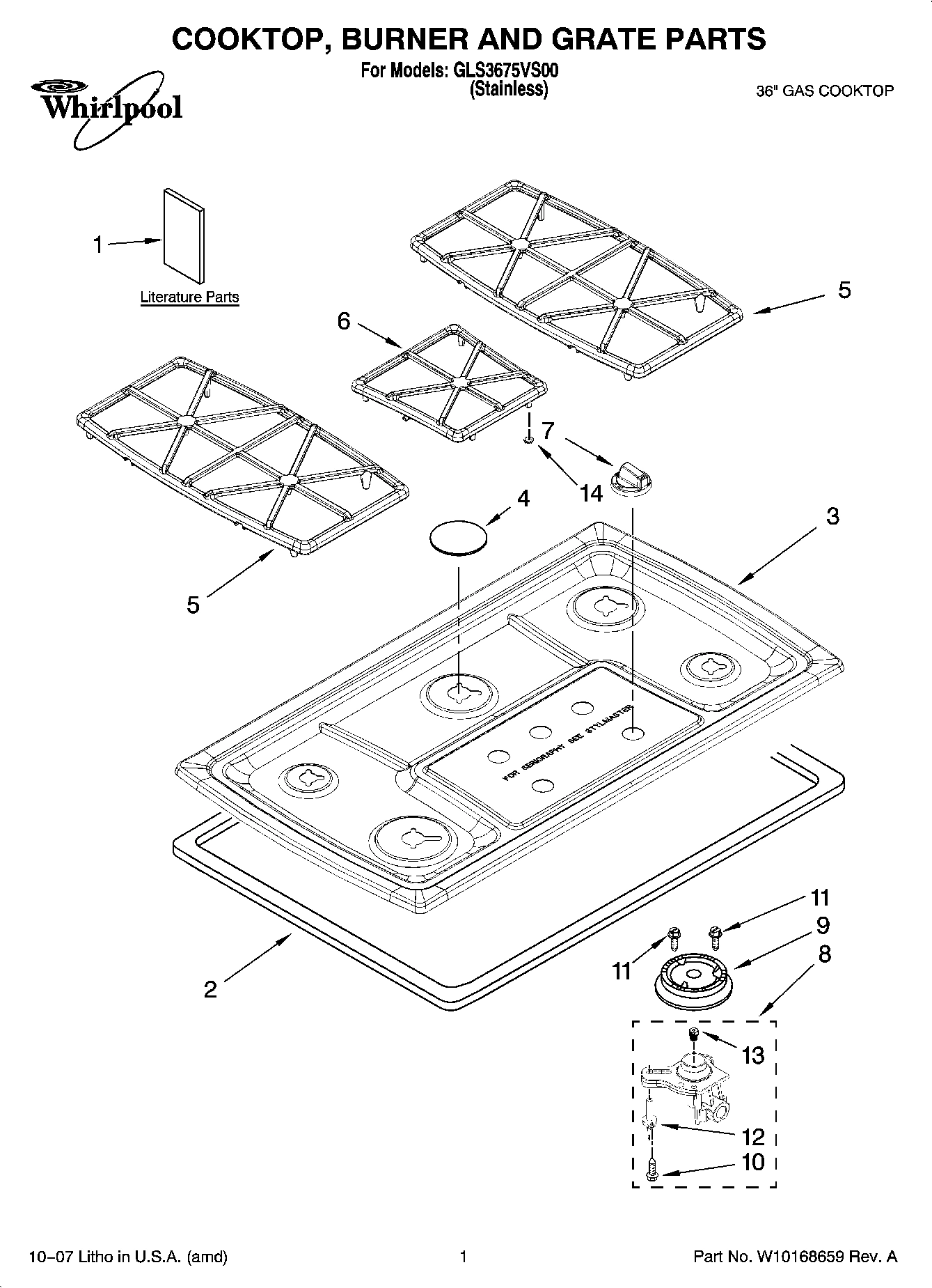 01 - COOKTOP, BURNER AND GRATE PARTS