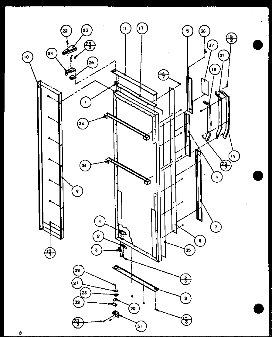 13 - REF DOOR HINGE AND TRIM PARTS