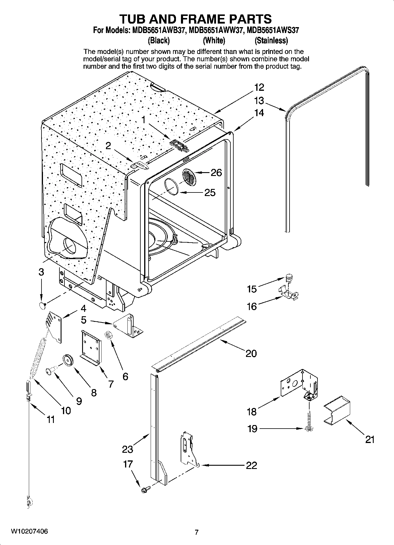 07 - TUB AND FRAME PARTS