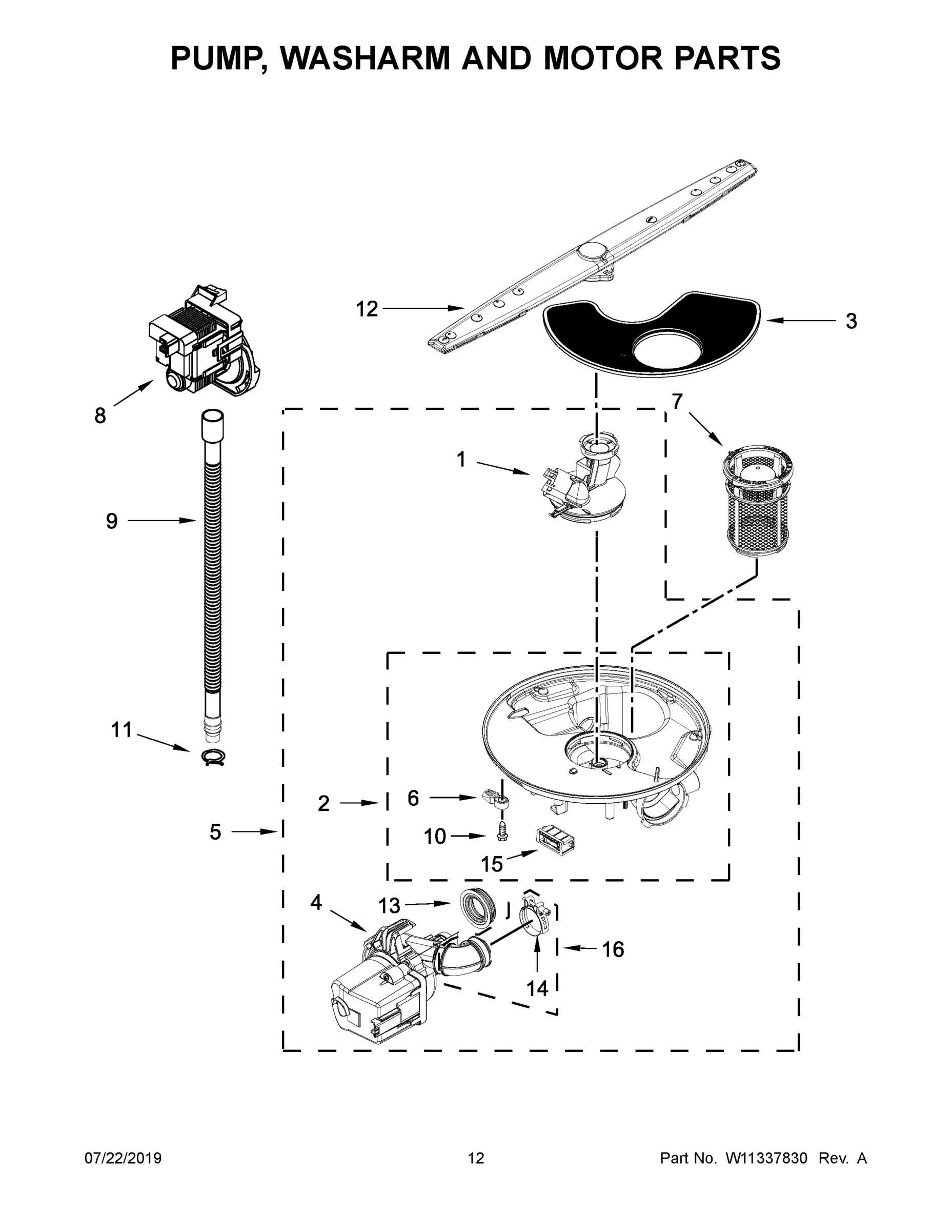 07 - PUMP, WASHARM AND MOTOR PARTS