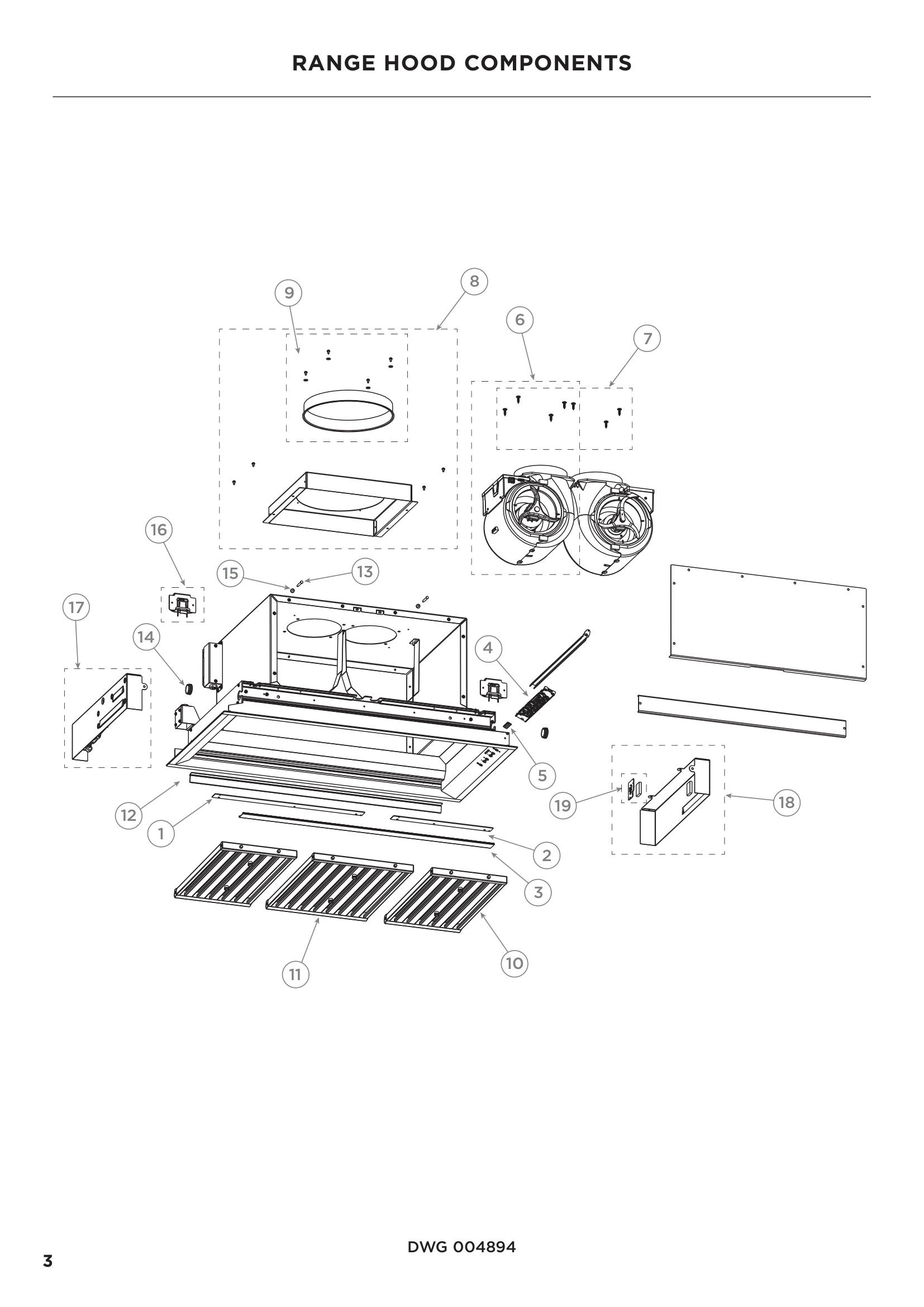 RANGE HOOD COMPONENTS