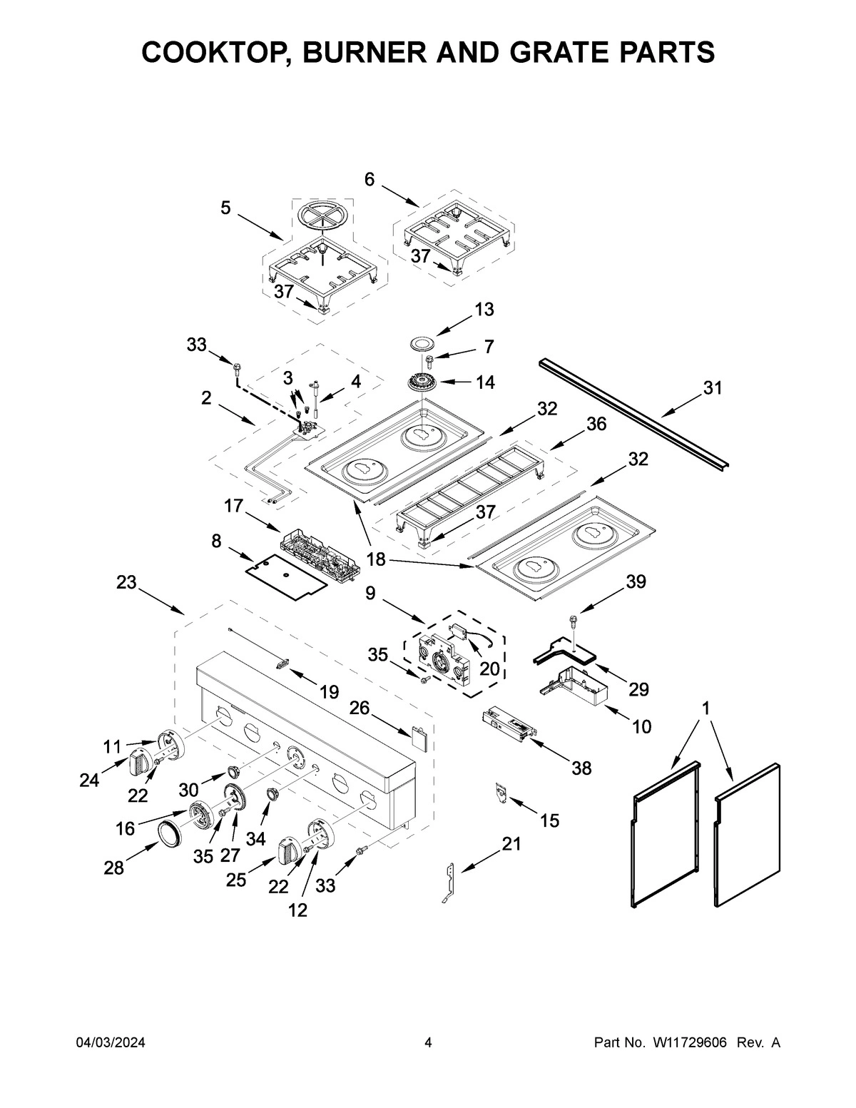 03 - COOKTOP, BURNER AND GRATE PARTS