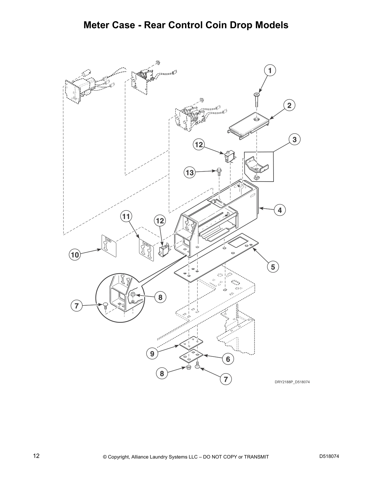 Meter Case - Rear Control Coin Drop Models