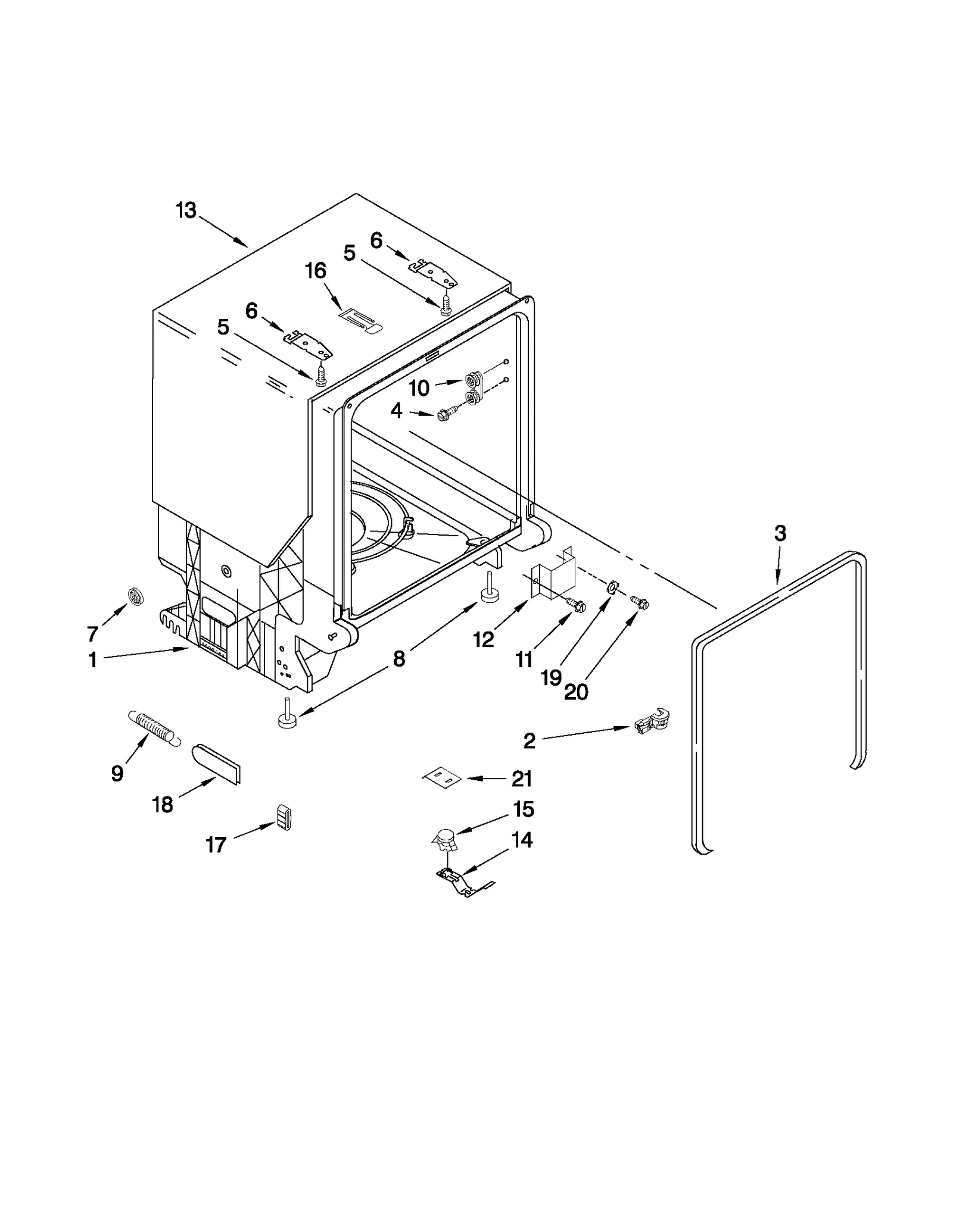 TUB AND FRAME PARTS