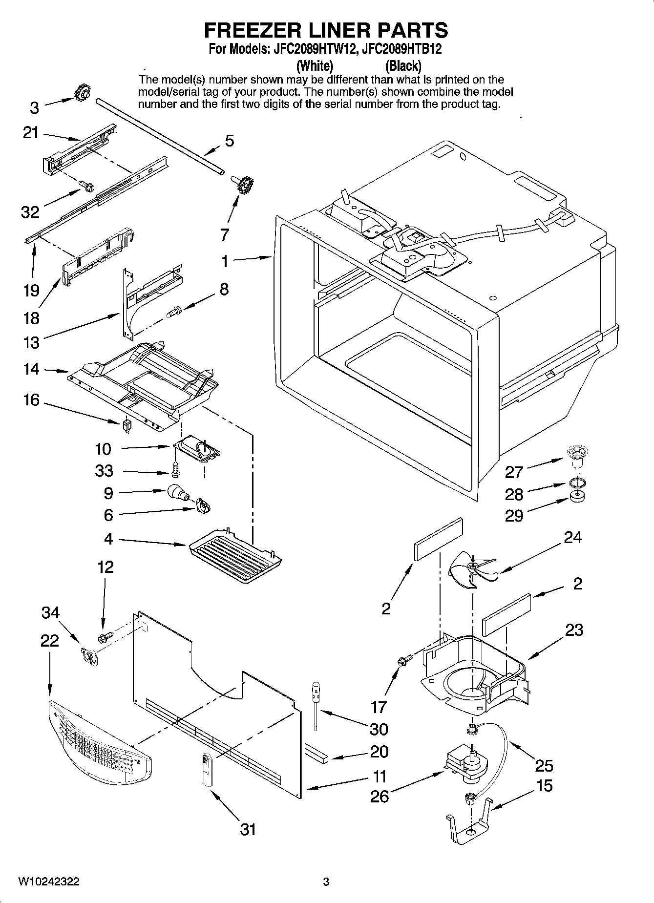02 - FREEZER LINER PARTS