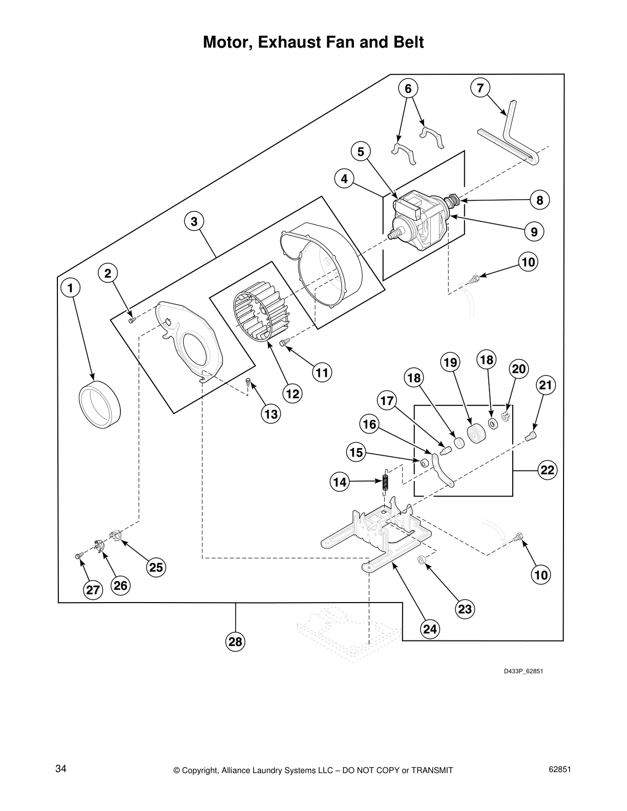 Motor, Exhaust Fan and Belt
