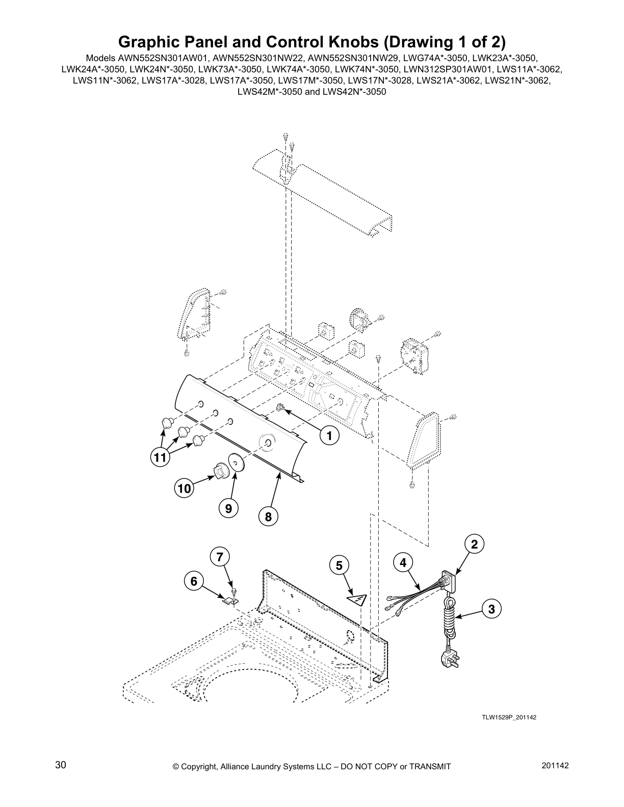 Graphic Panel and Control Knobs (Drawing 1 of 2)