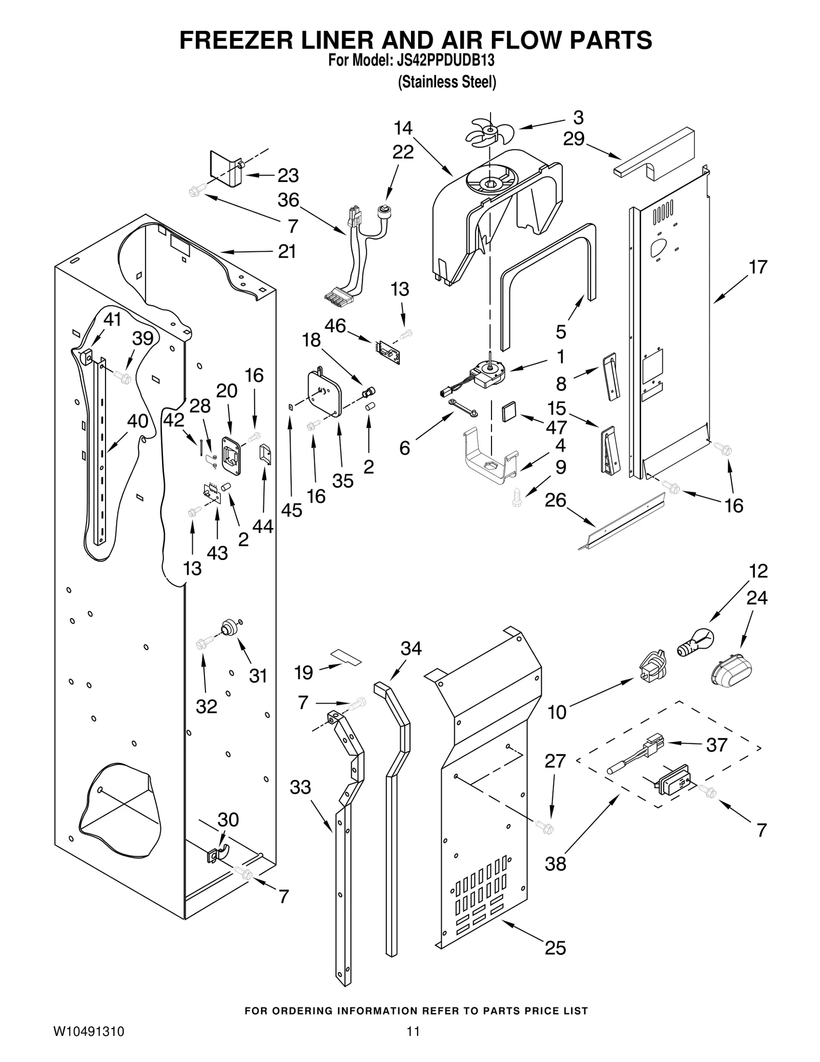 FREEZER LINER AND AIR FLOW PARTS