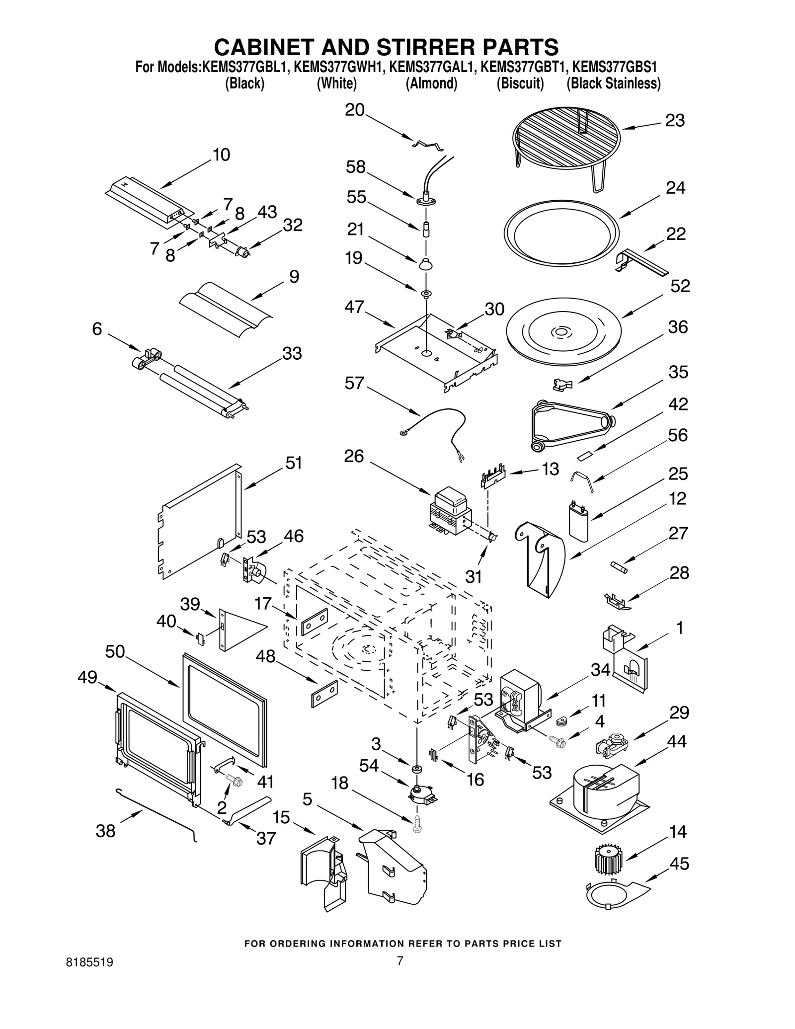 CABINET AND STIRRER PARTS