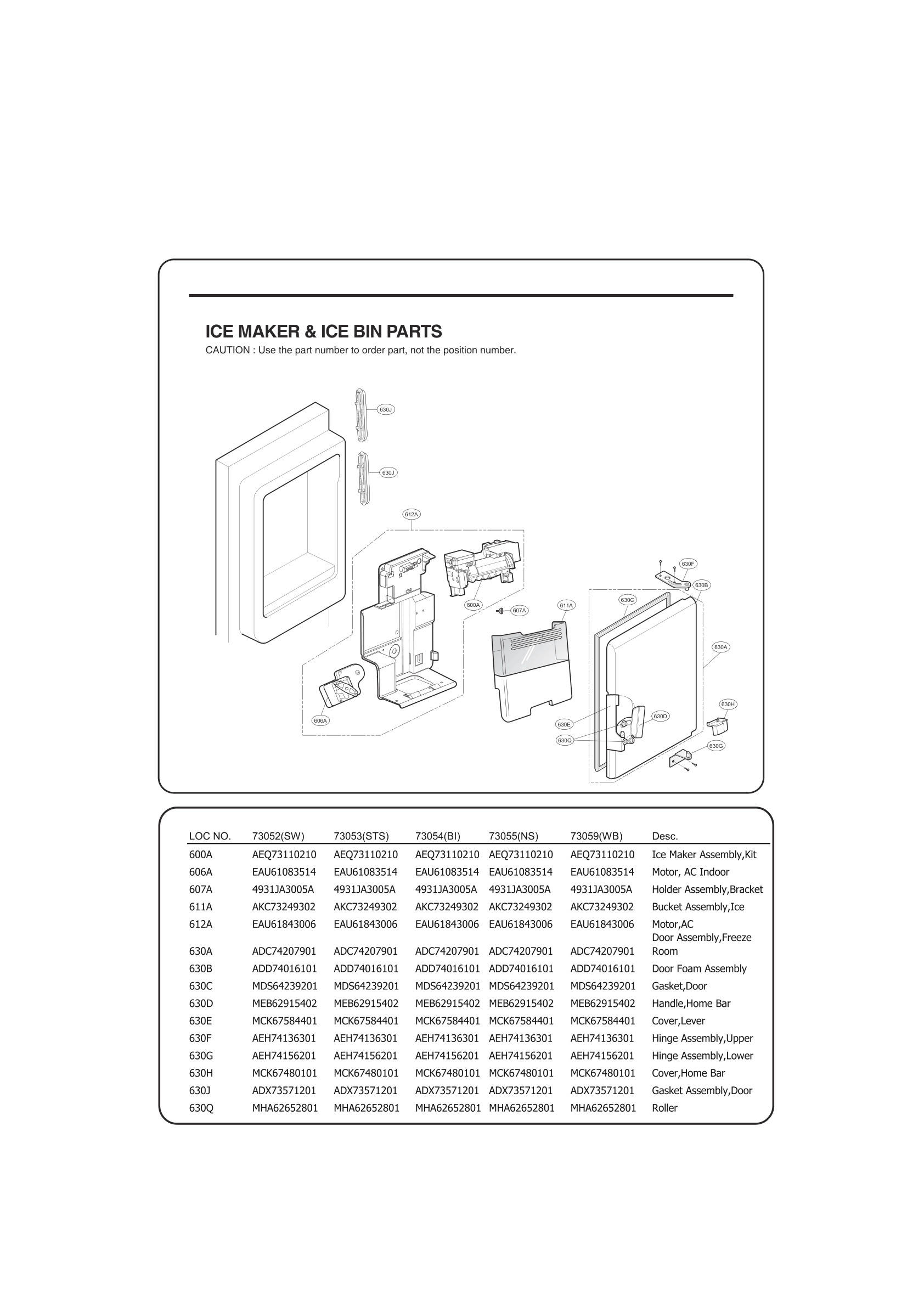 ICE MAKER & ICE BIN PARTS