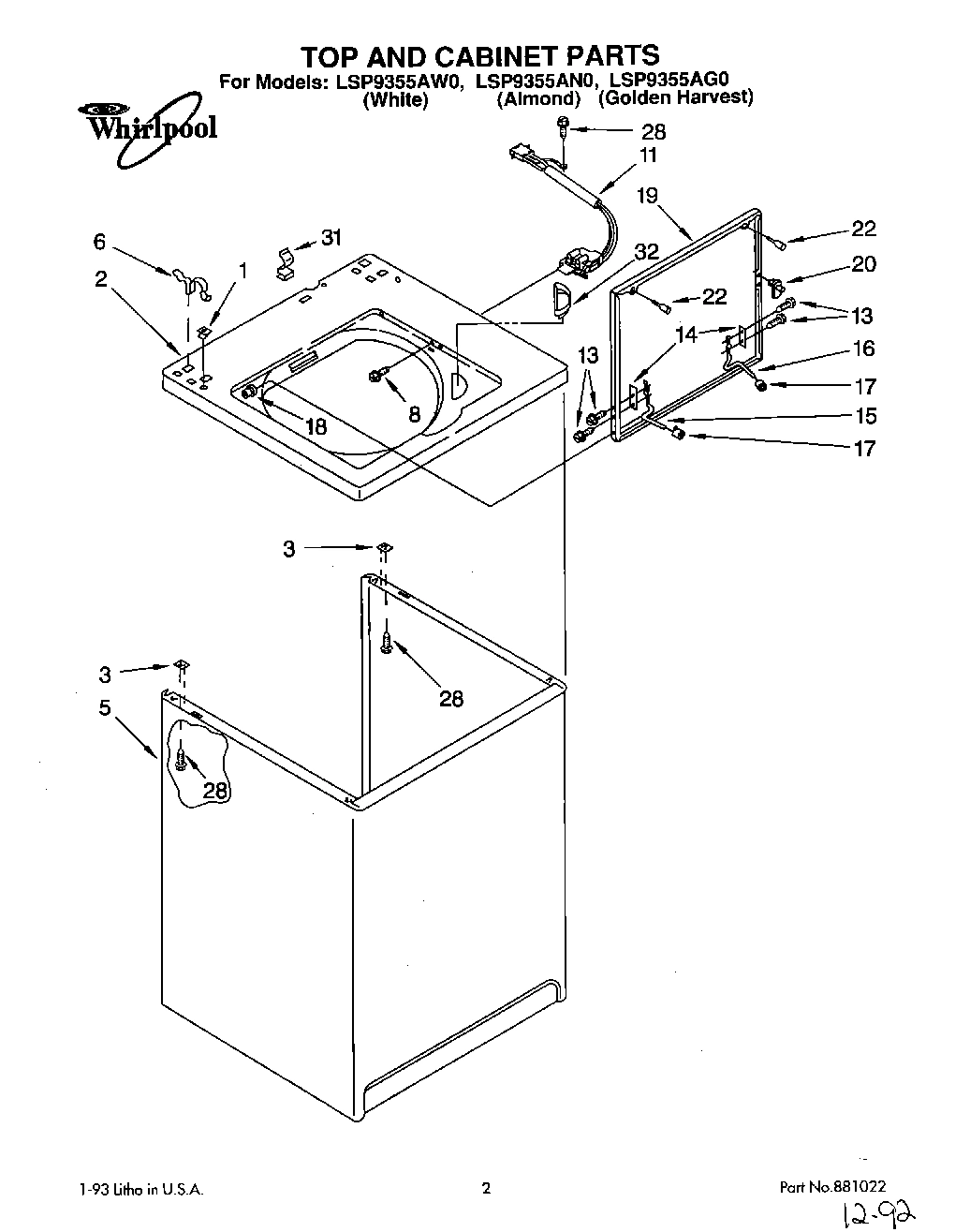 01 - TOP AND CABINET, LIT/OPTIONAL