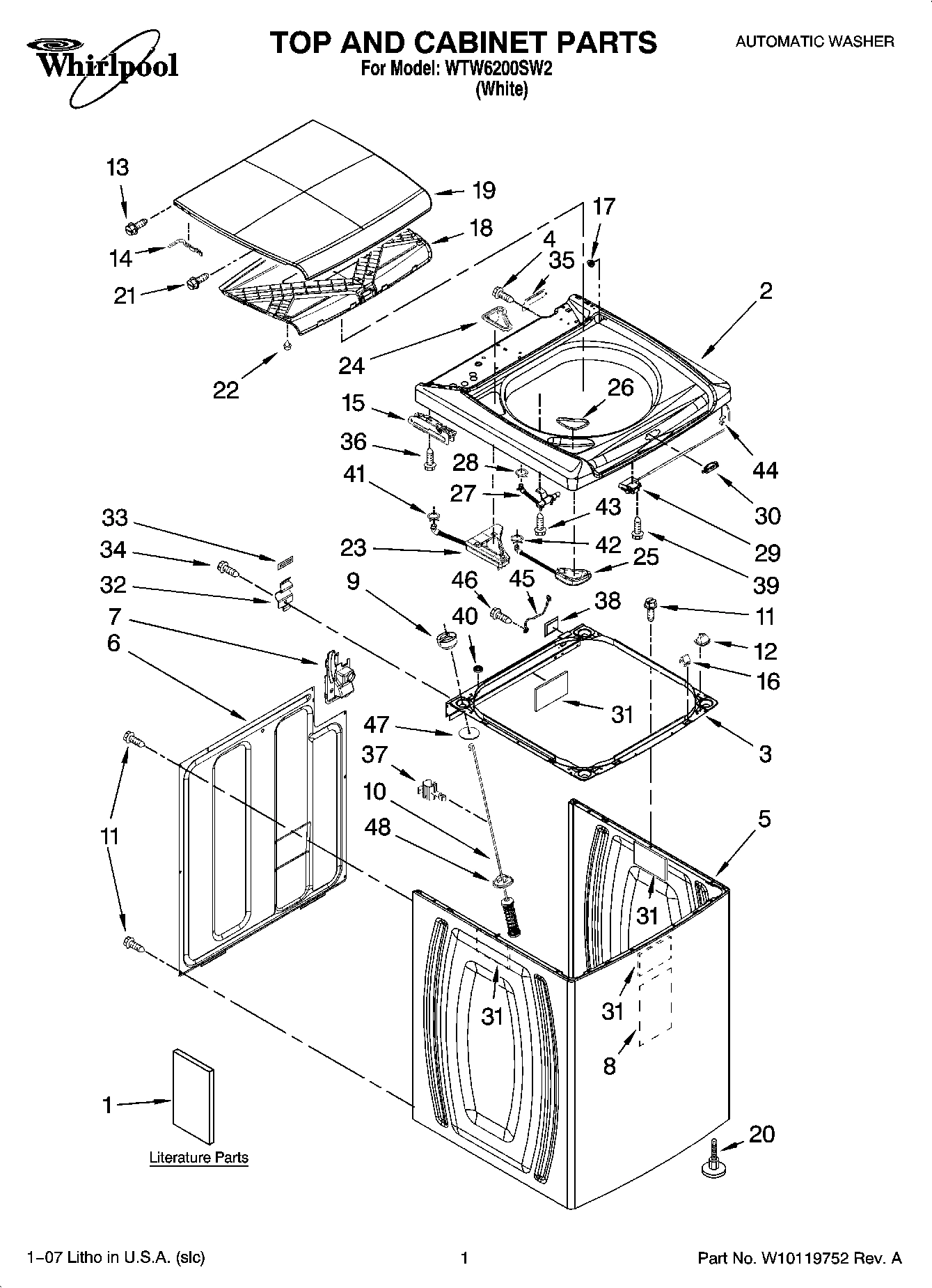 01 - TOP AND CABINET PARTS