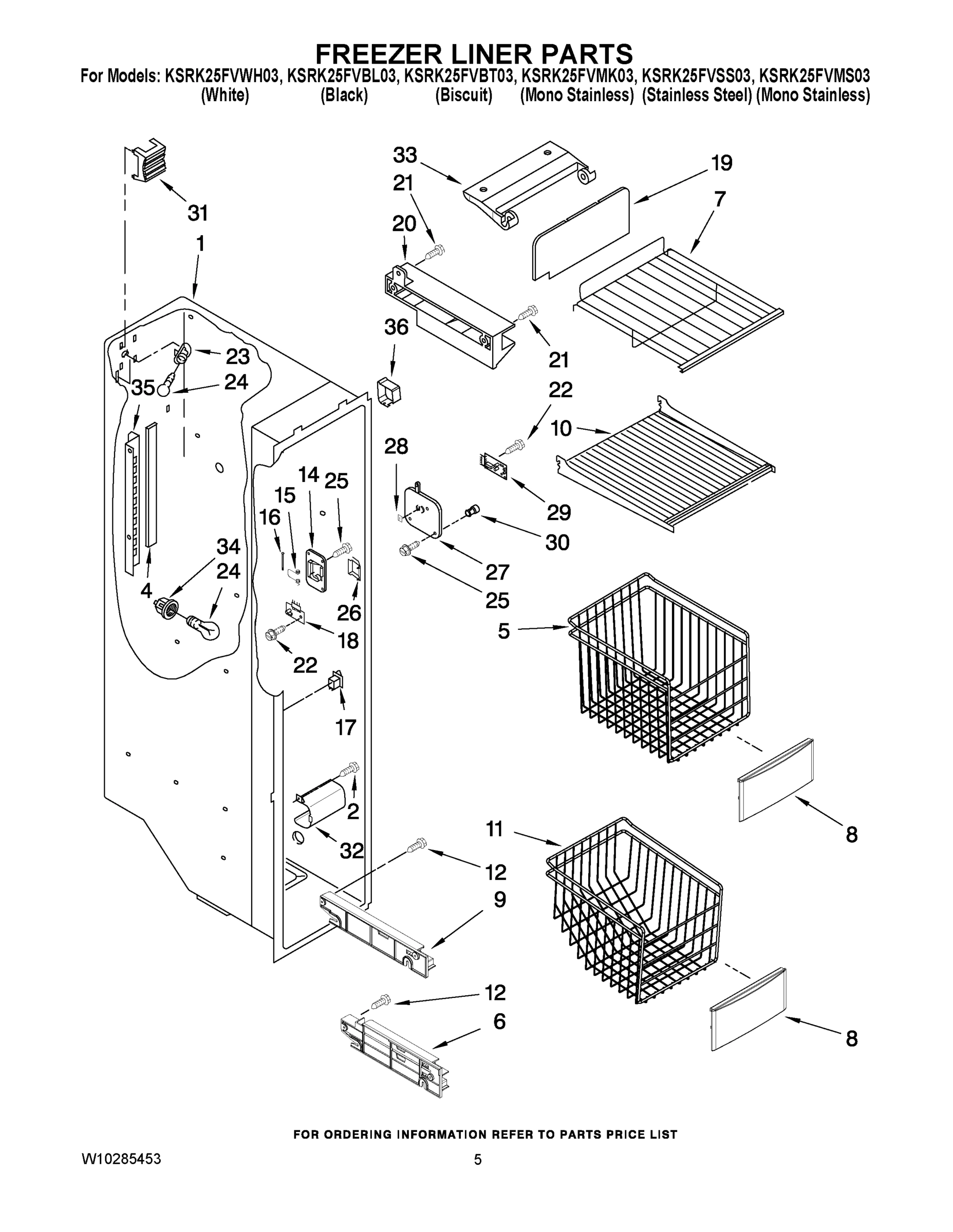 04 - FREEZER LINER PARTS